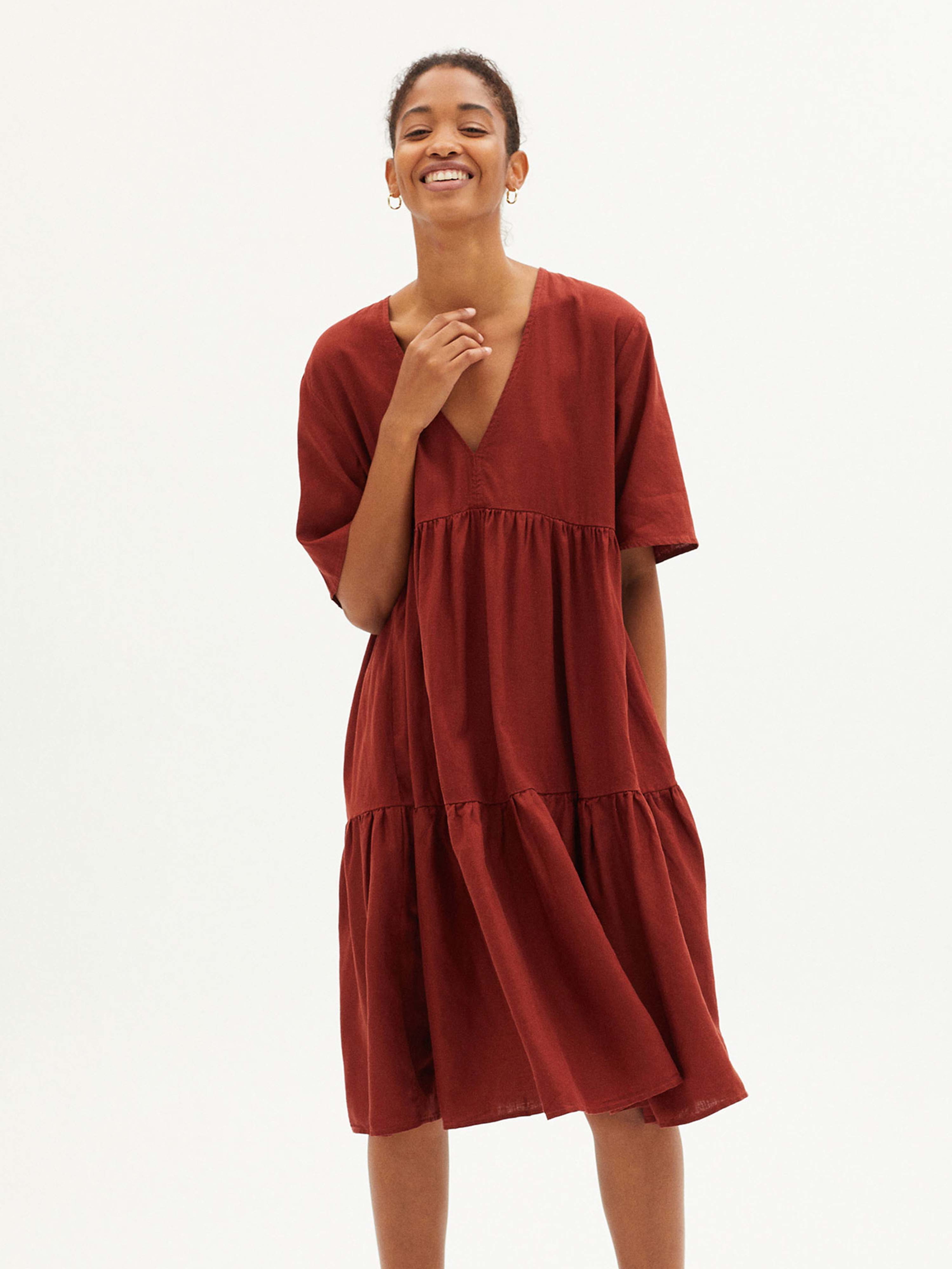Thinking MU Hemp Fresia Dress Raspberry M