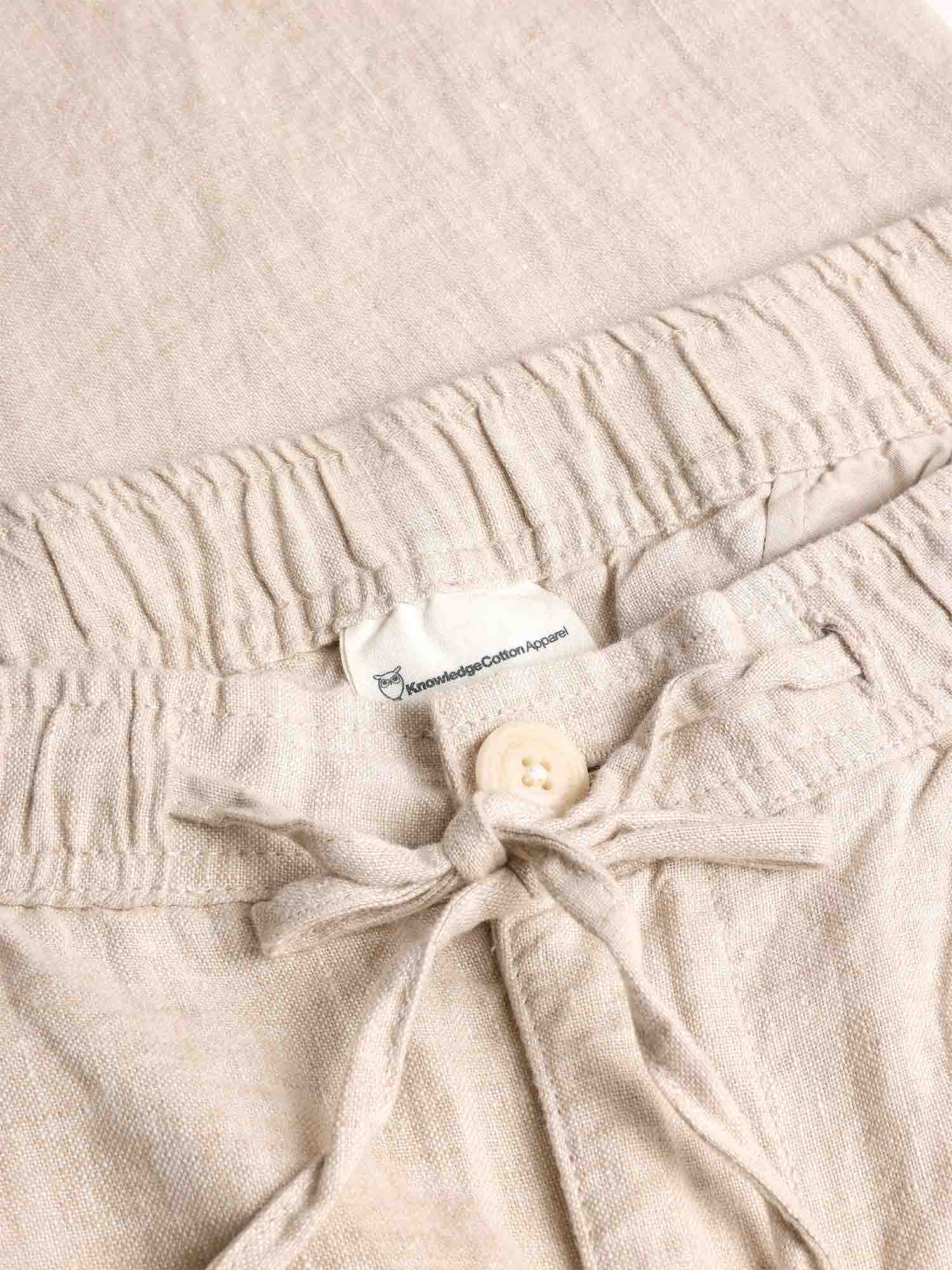 Knowledge Cotton Apparel FIG loose linen pants Yarndyed - Light feather gray S