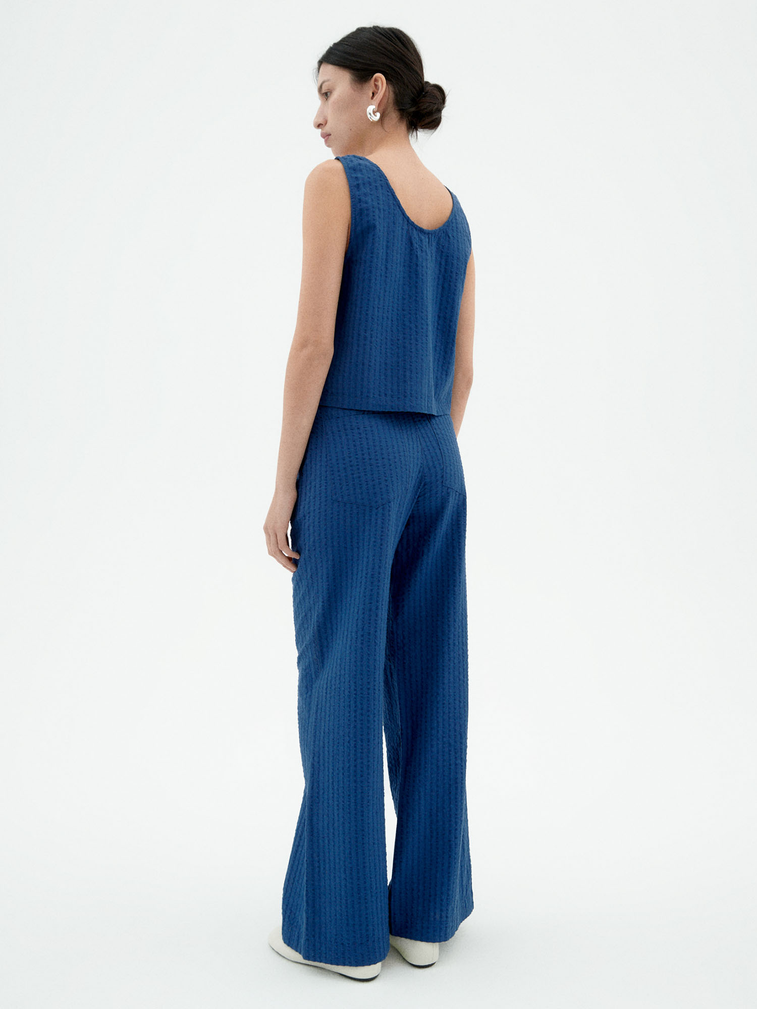 Thinking MU Justine Top Seersucker Cobalt L
