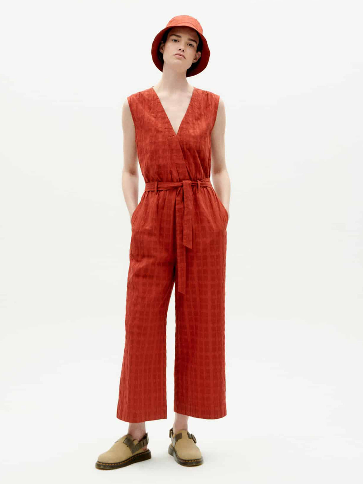 Thinking MU Winona Jumpsuit Orangered Cuadrito L