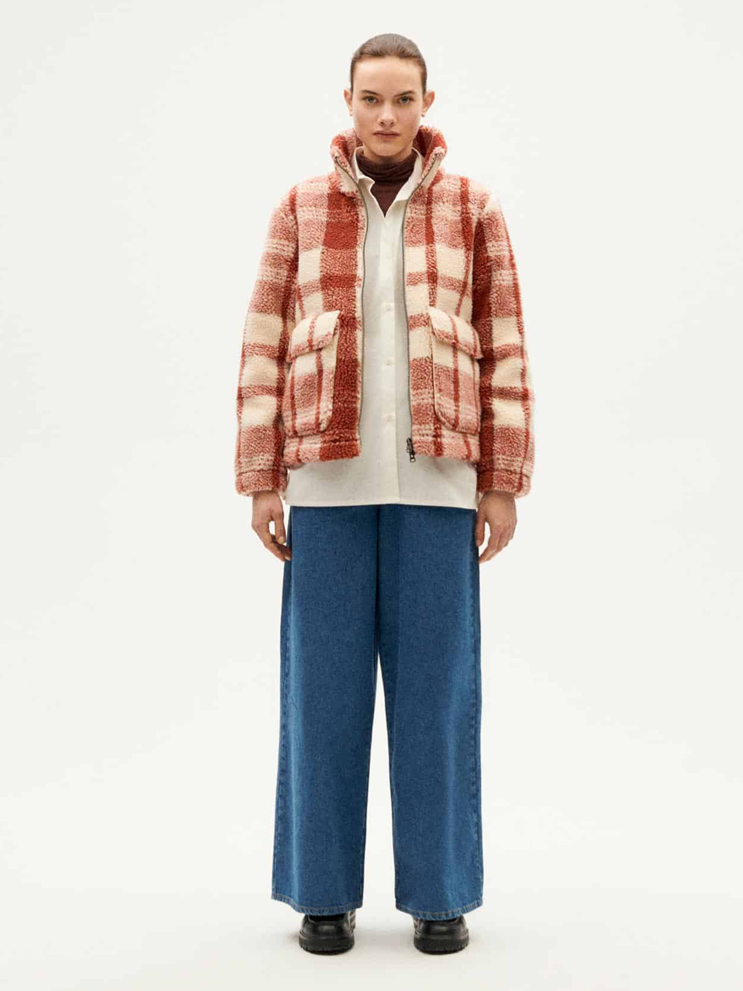 THINKING MU Picnic Checks Sophie Jacket Red XS