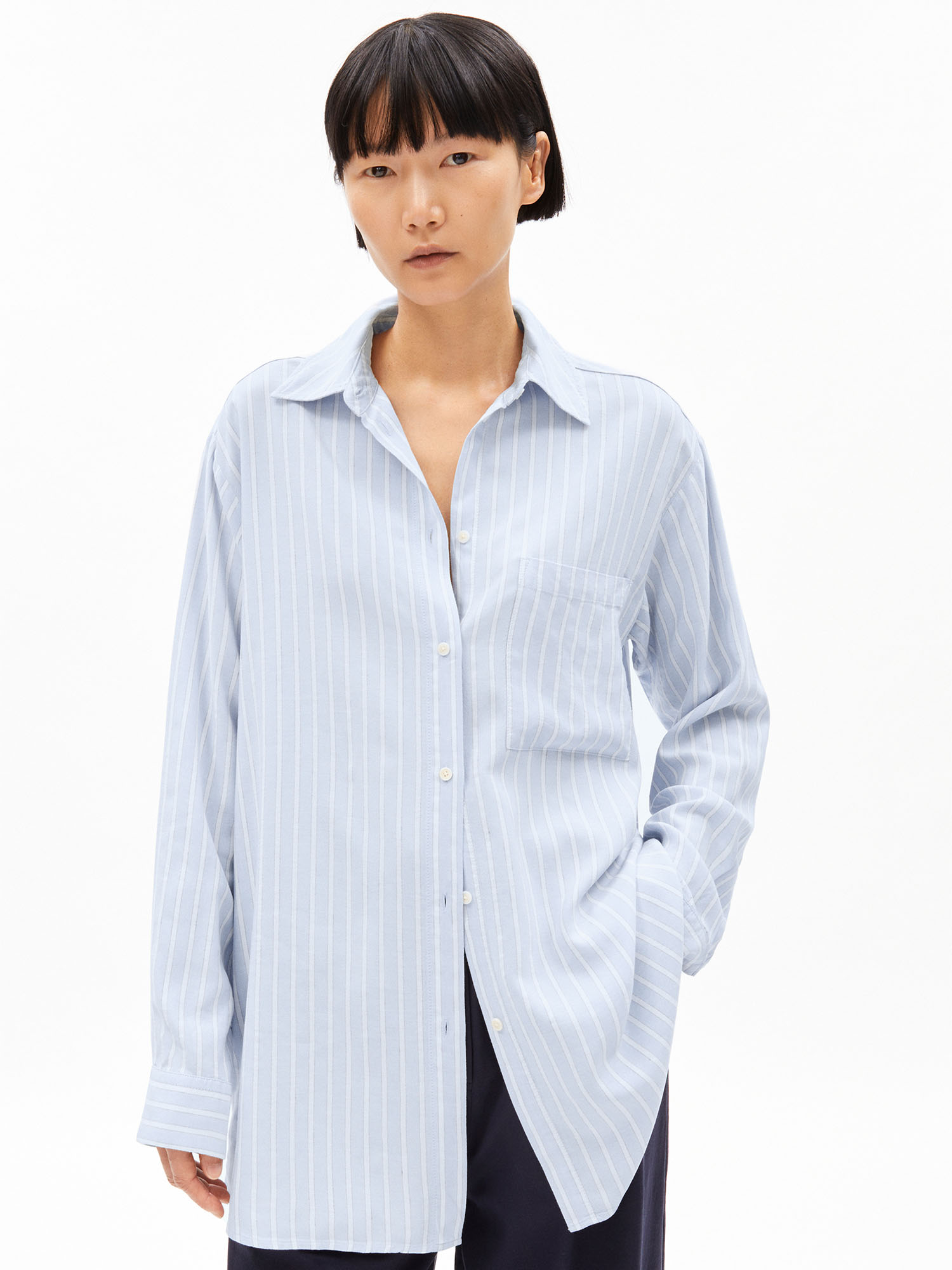 ARMEDANGELS Maalgaa Lino Striped Silky Blue Morning Sky M