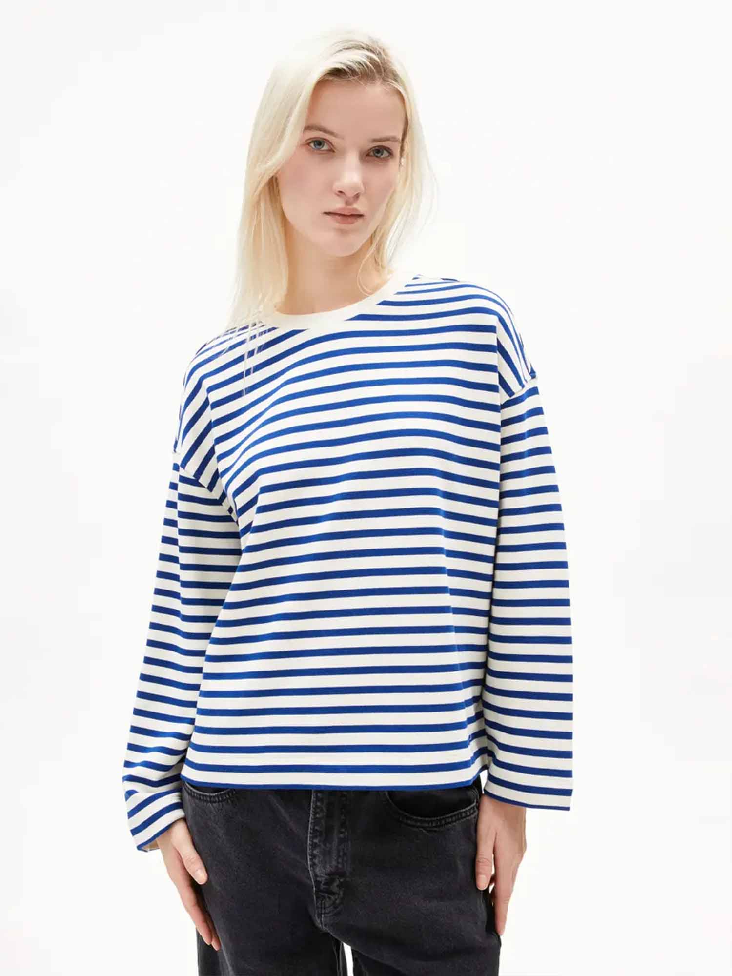 ARMEDANGELS Frankaa Maarlen Stripes Undyed-Lapis Blue XS