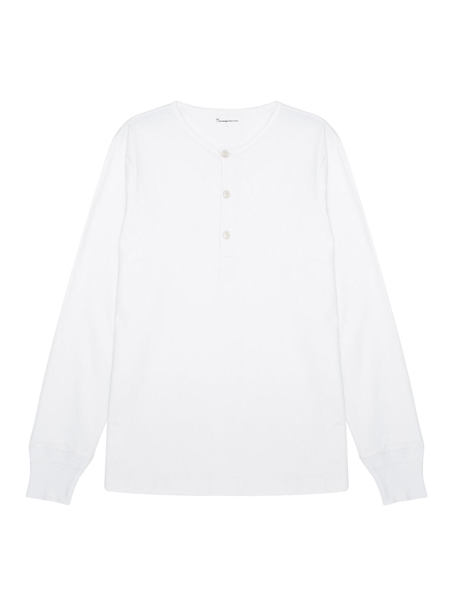 Knowledge Cotton Apparel BO Longsleeve Henley Bright White XL