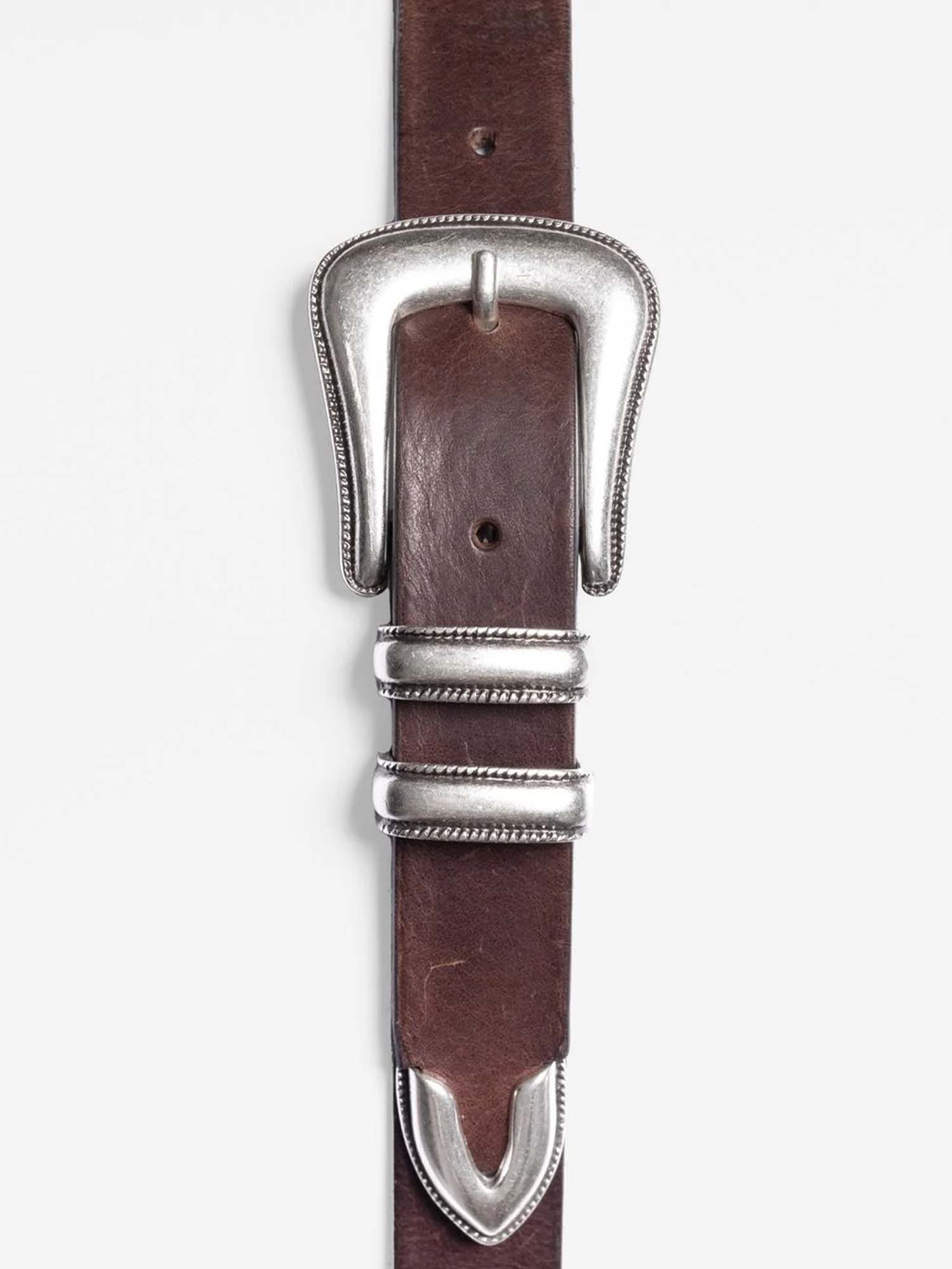 Nudie Jeans Western Silver Belt Dark Brown 80