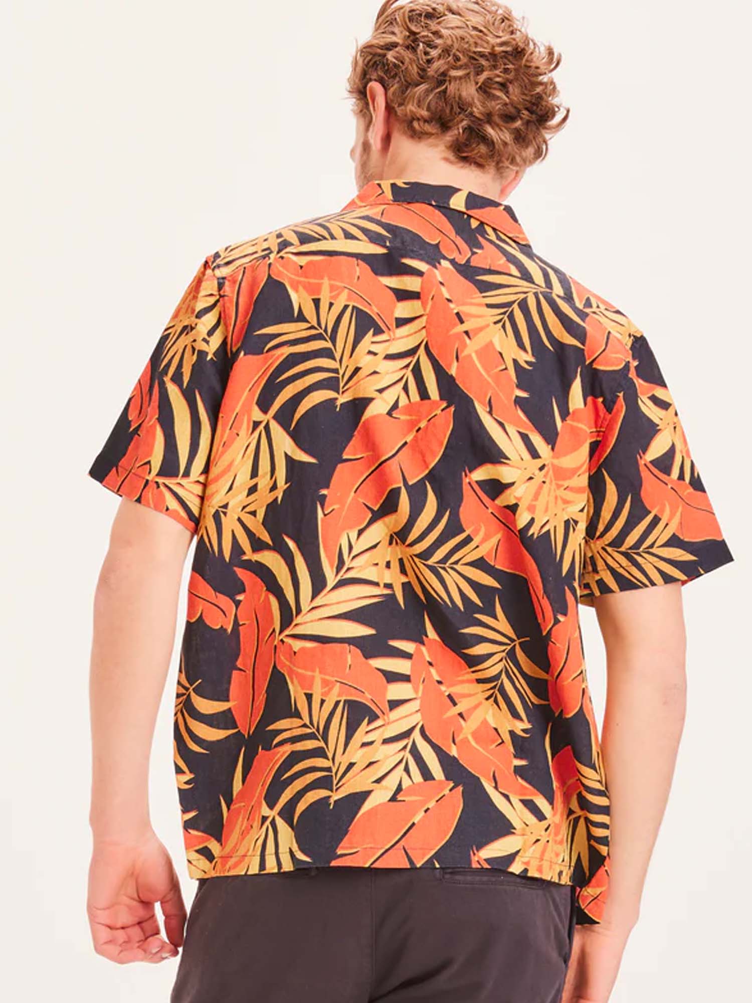 Knowledge Cotton Apparel WAVE SS linen box fit shirt Pureed Pumpkin L