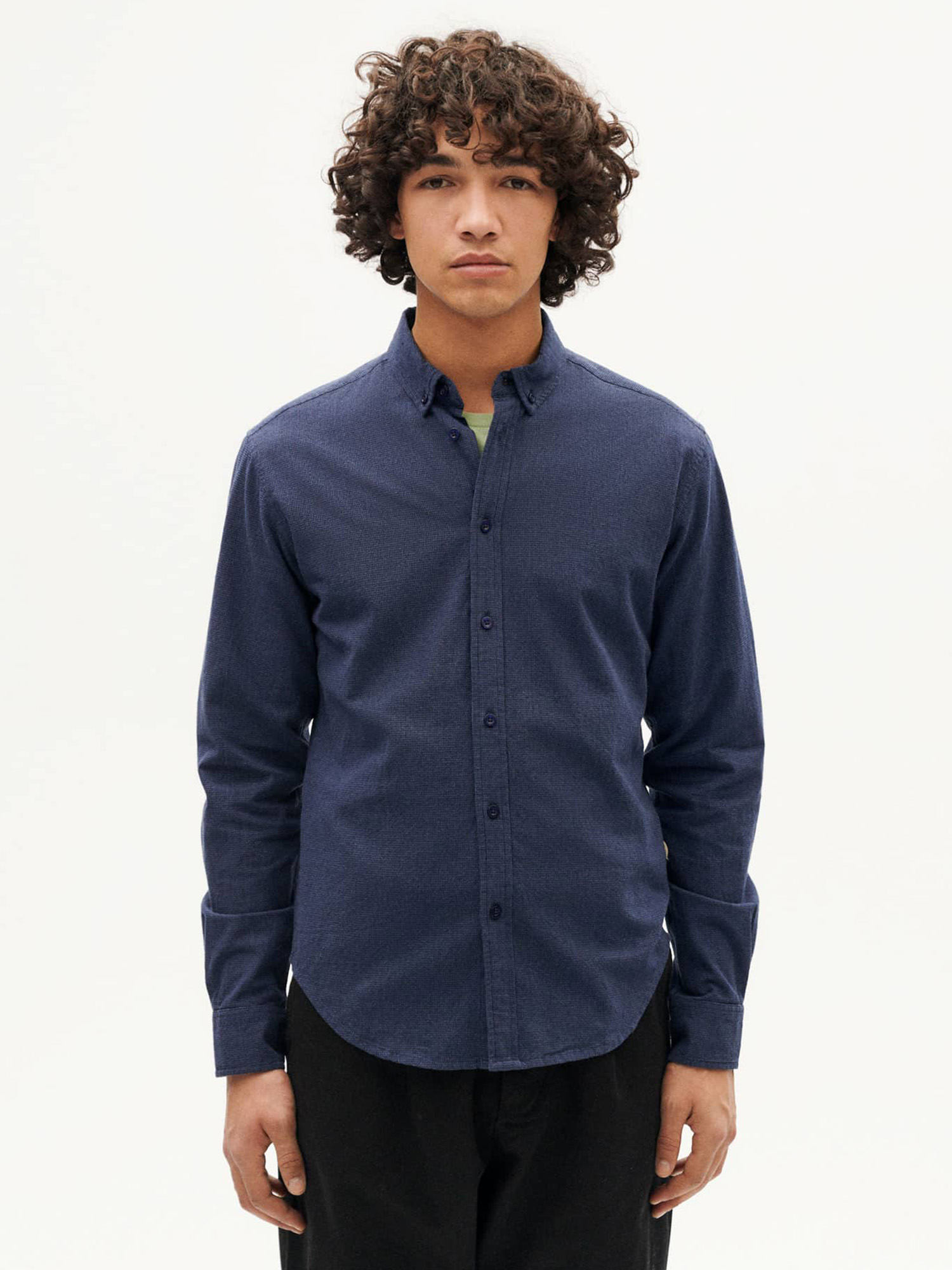 Thinking MU Microchecks Ant Shirt Indigo M
