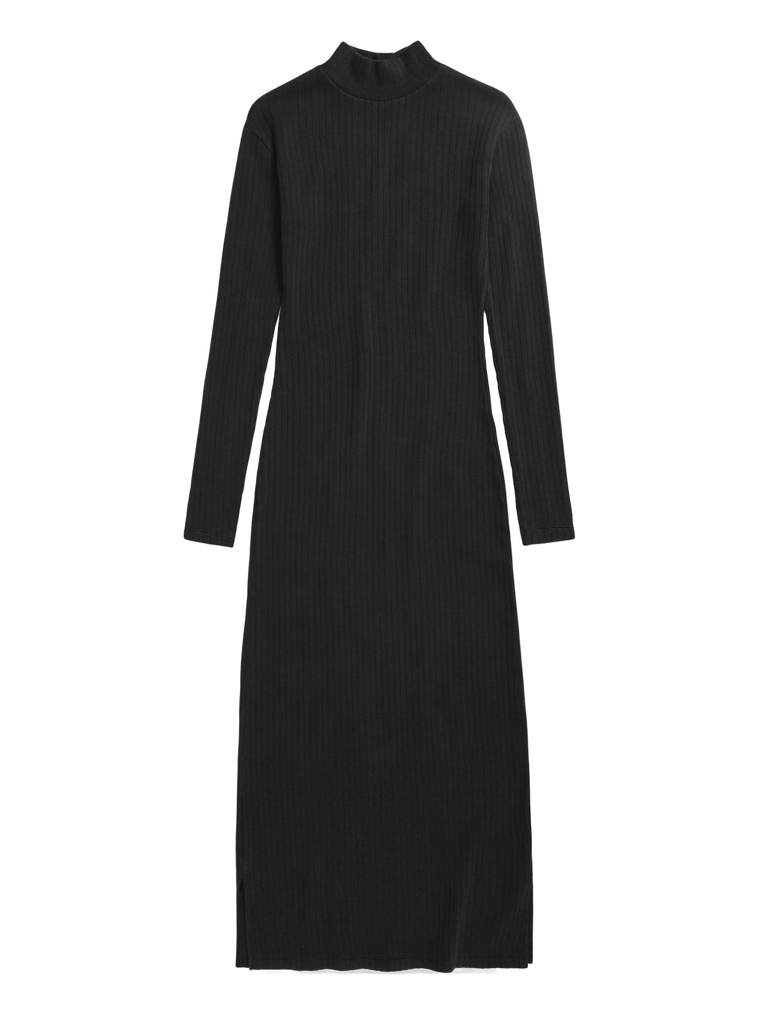 Rotholz Heavy Ribbed Mock-Neck Dress True Black S