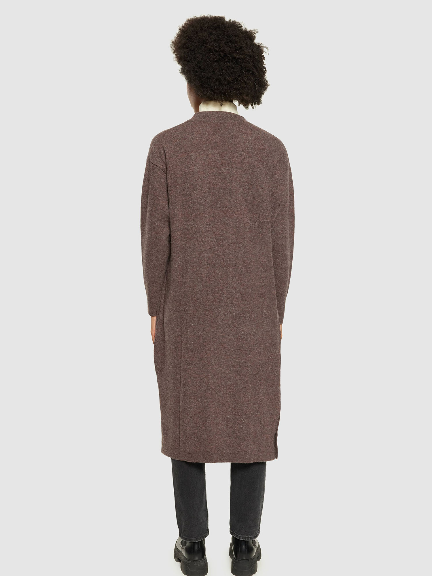 Knowledge Cotton Apparel Lambswool Long Cardigan Demitasse XS