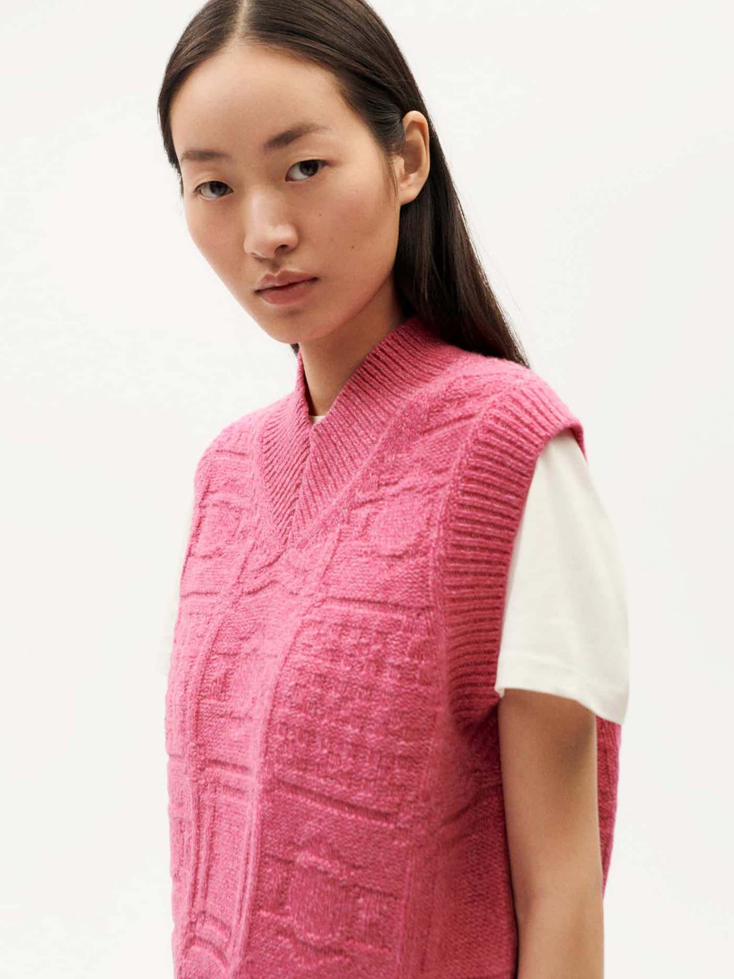 Thinking MU Links Mica Knitted Vest Pink XS