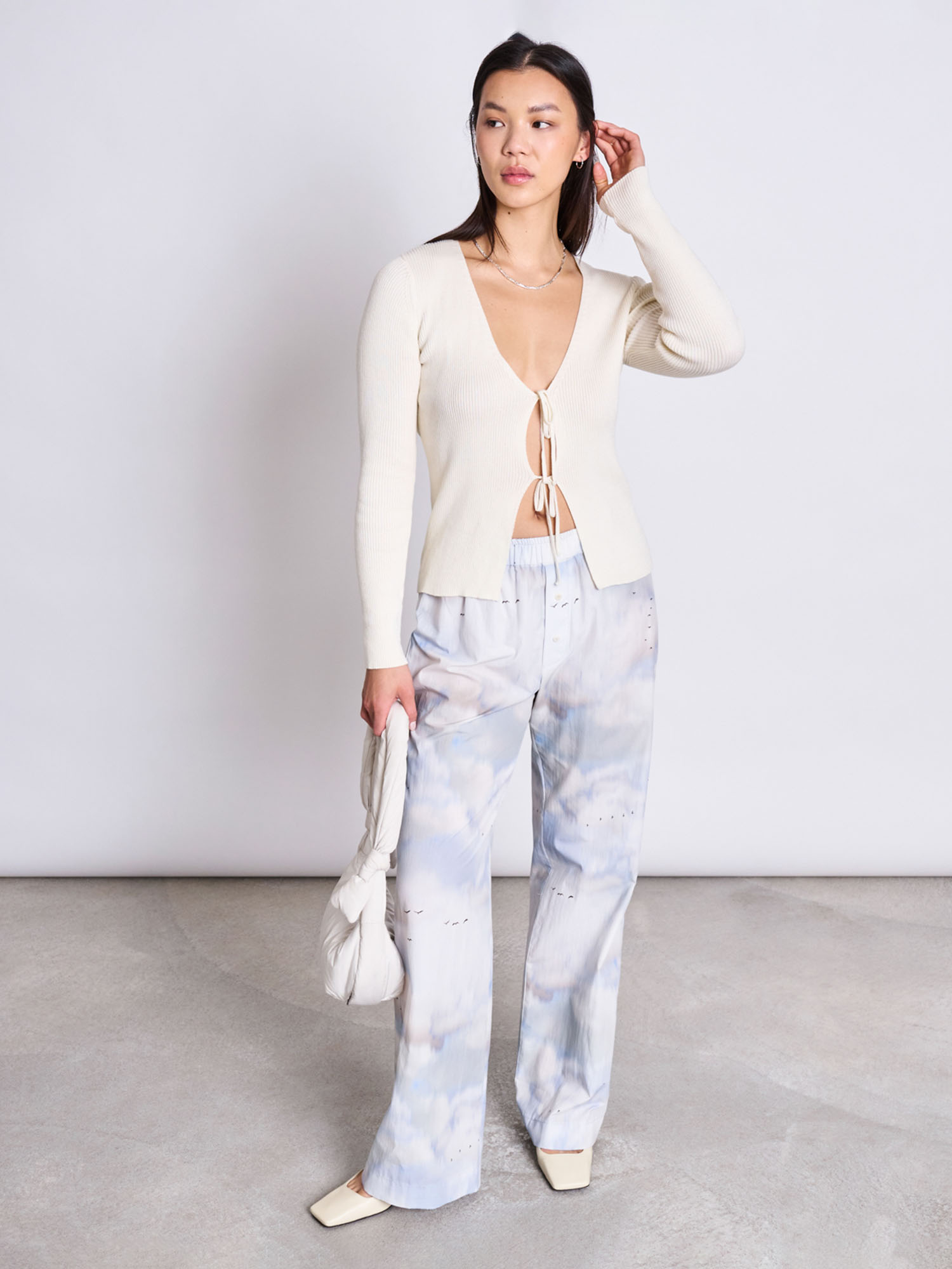 JAN 'N JUNE Tie Cardigan Tangy Off White M