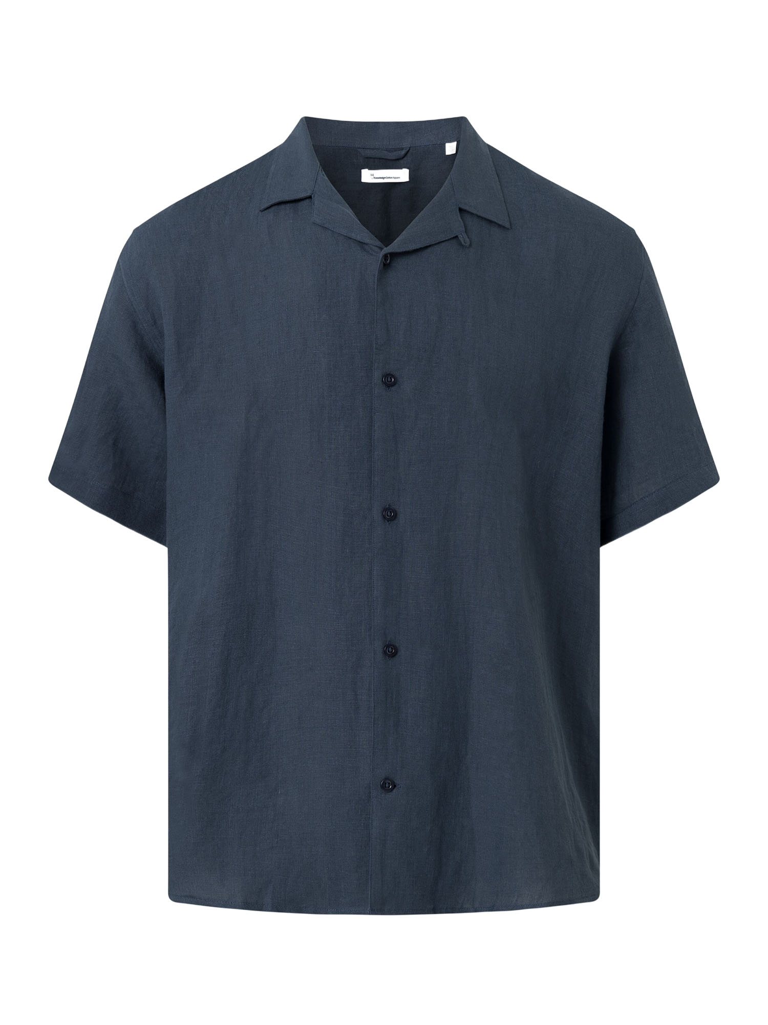 Knowledge Cotton Apparel Box fit short sleeved linen shirt Total Eclipse XL