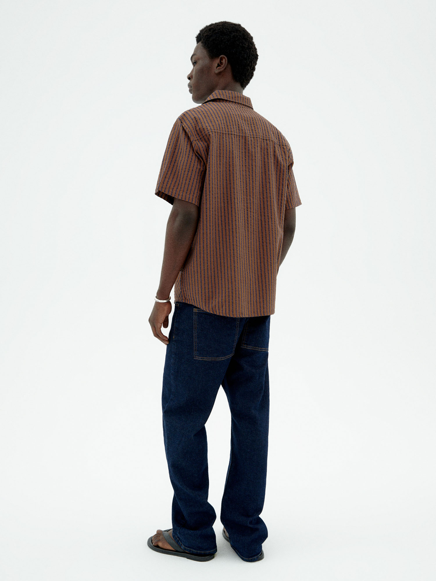 Thinking MU Tom Shirt Brown Stripes M