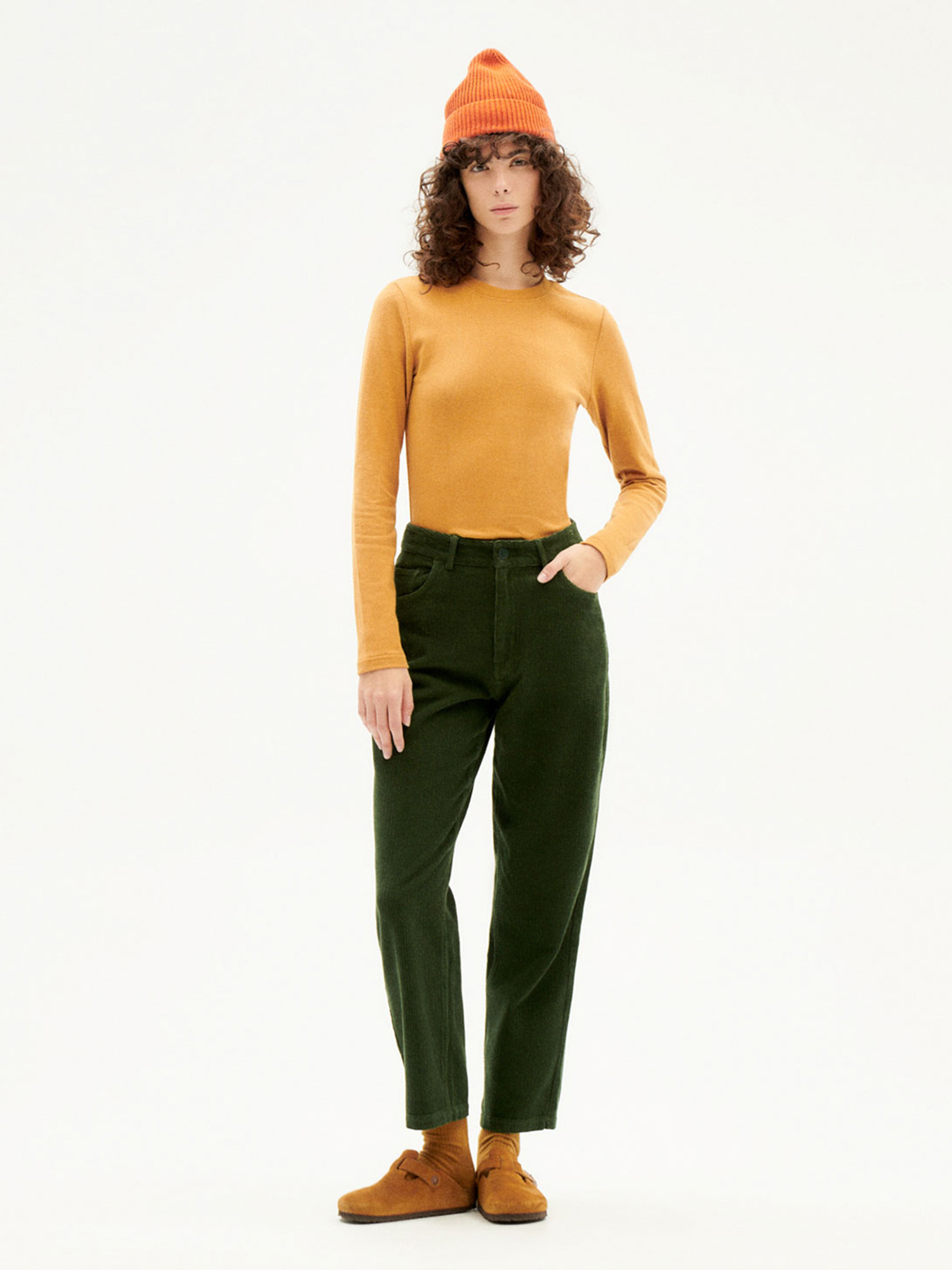 Thinking MU Corduroy Nele Pants Bottle Green 44