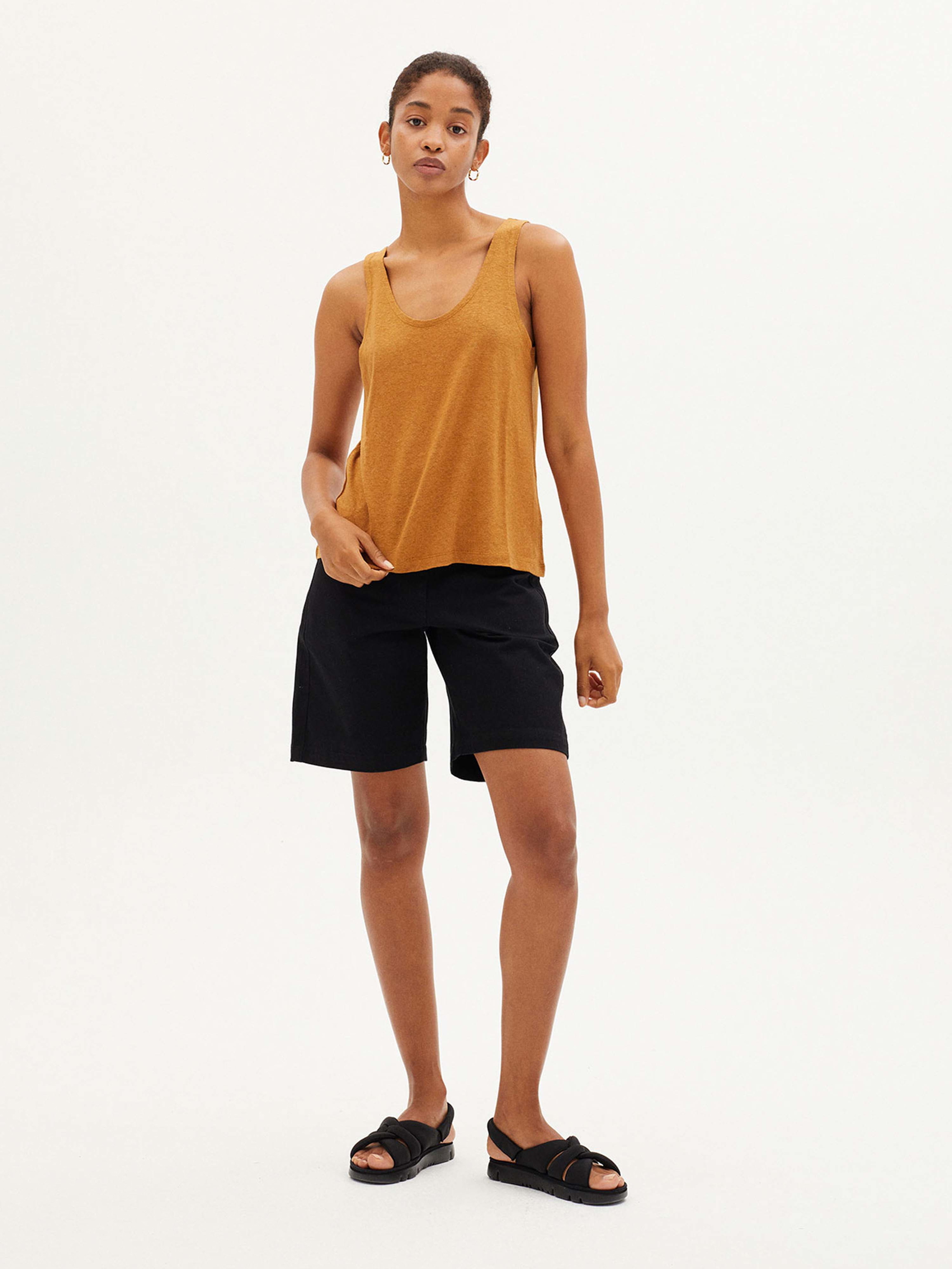 Thinking MU Hemp Tank Top Brown XS