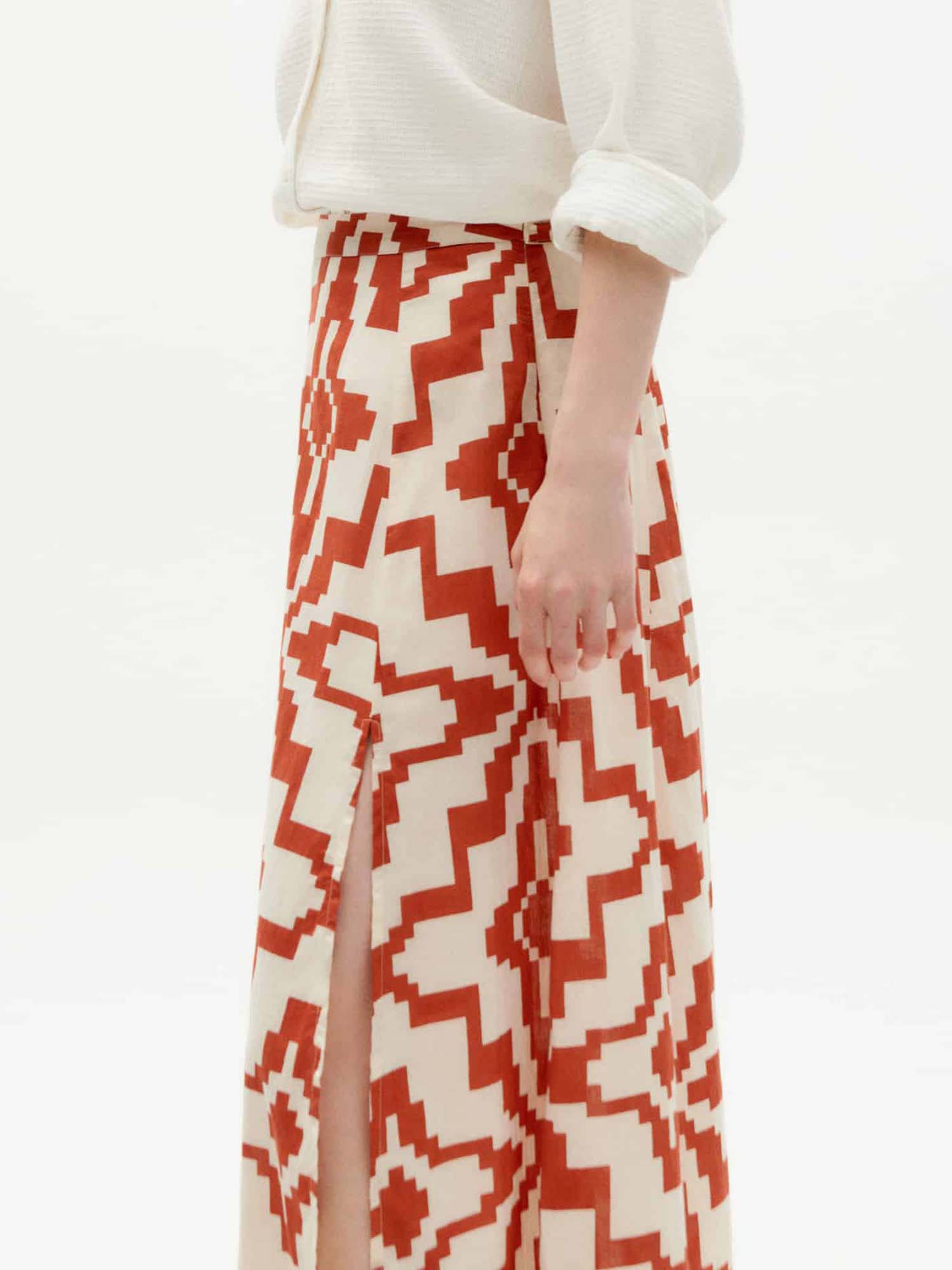 THINKING MU Tora Skirt Orange Ilusion 42