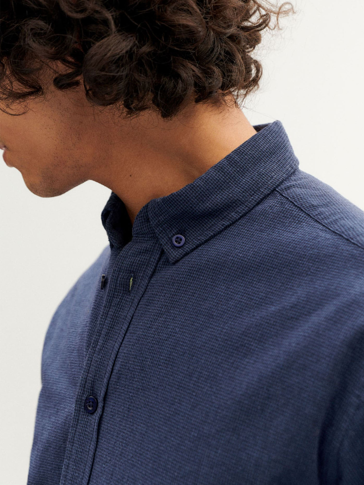 Thinking MU Microchecks Ant Shirt Indigo M