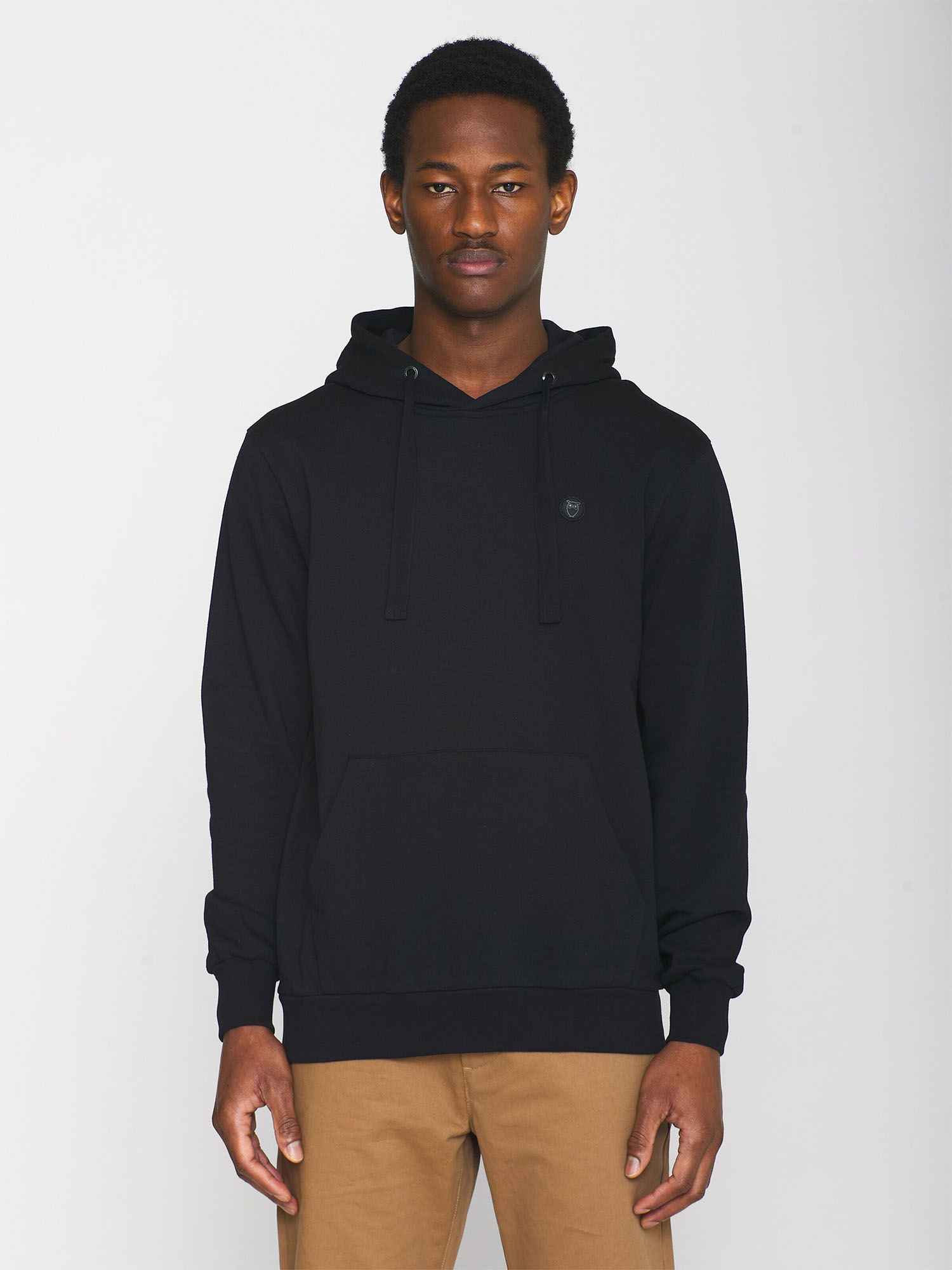 Knowledge Cotton Apparel ARVID basic hood badge sweat Black Jet XXL