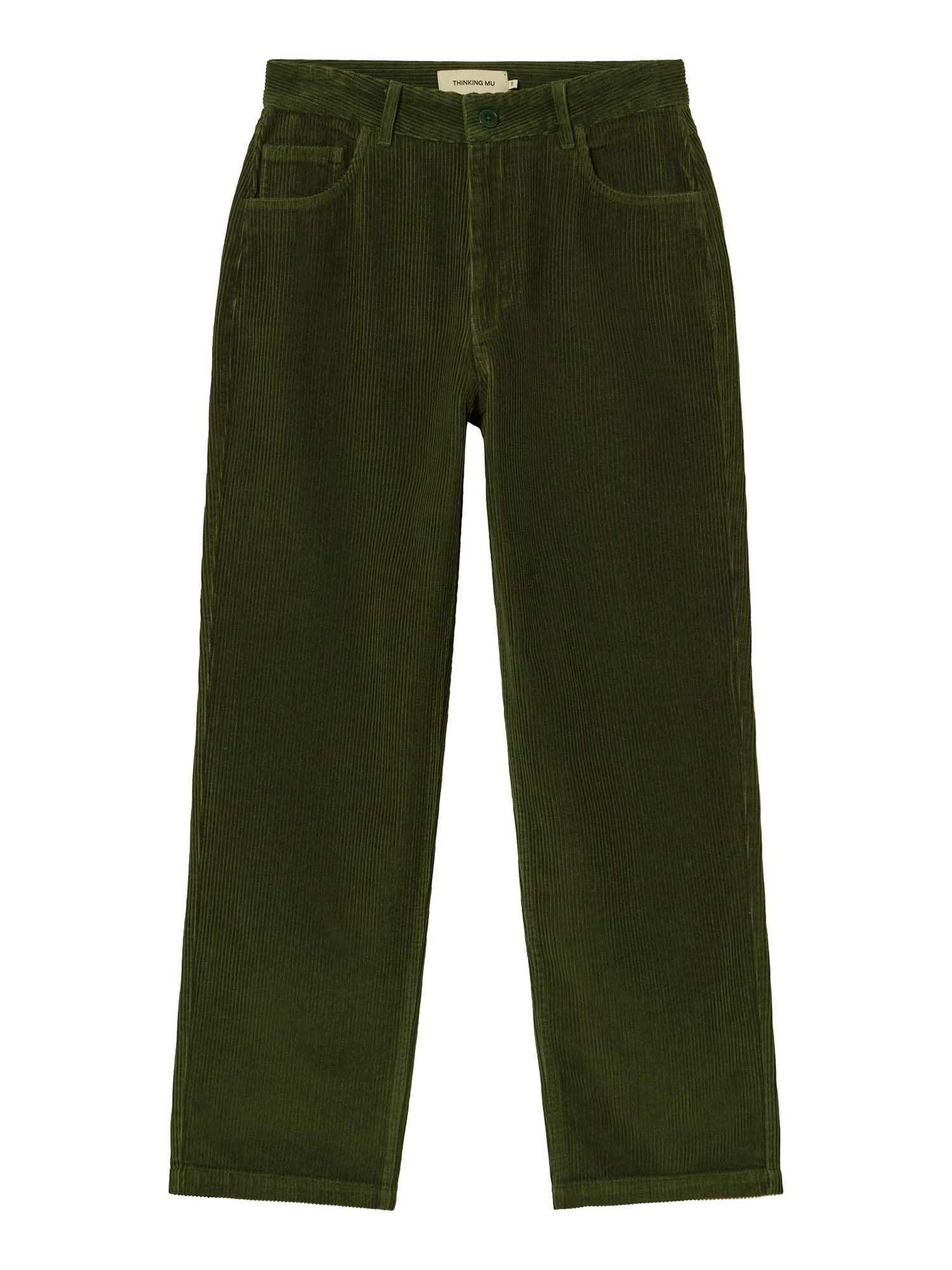Thinking MU Corduroy Nele Pants Bottle Green 44