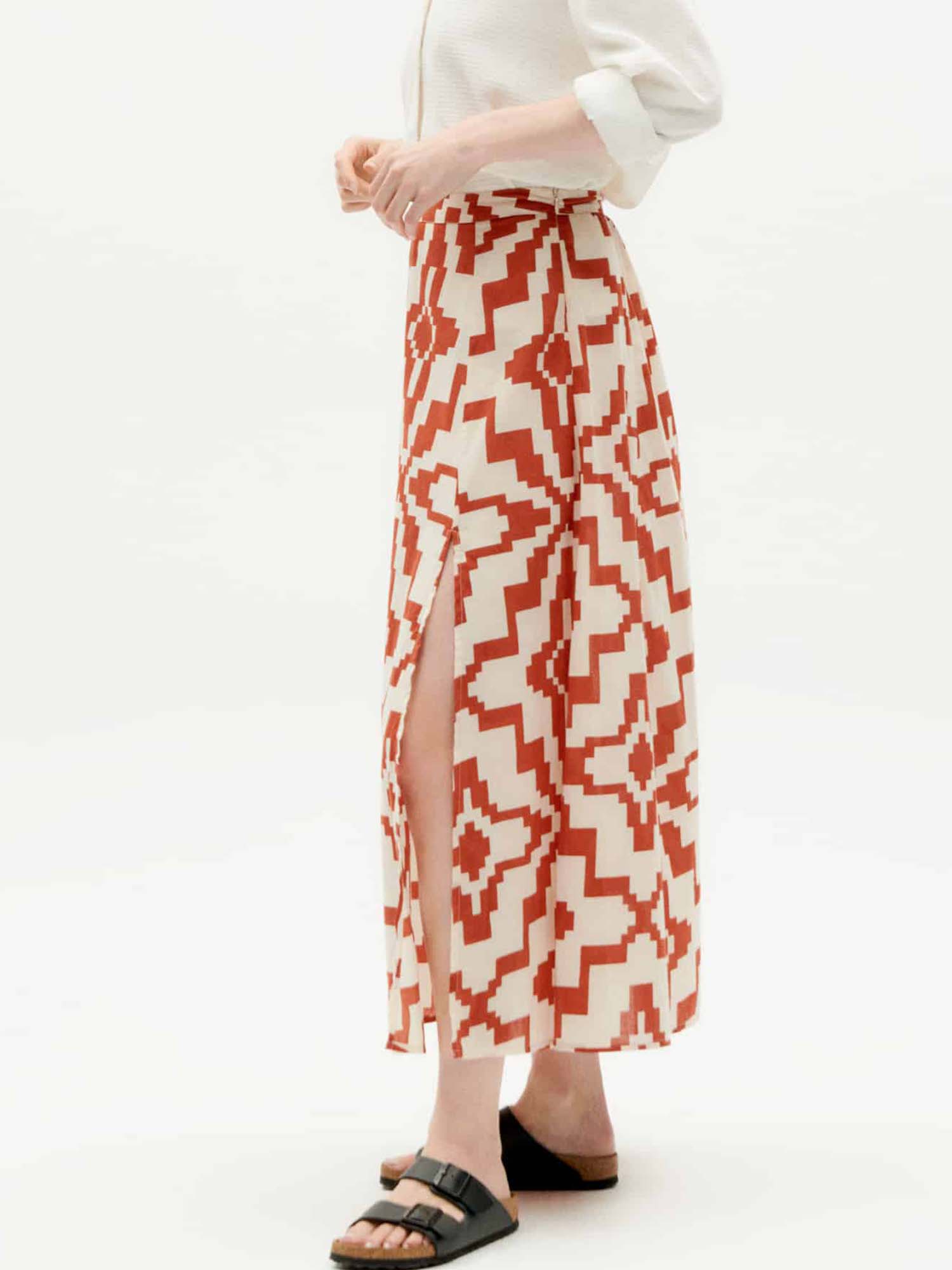 THINKING MU Tora Skirt Orange Ilusion 42
