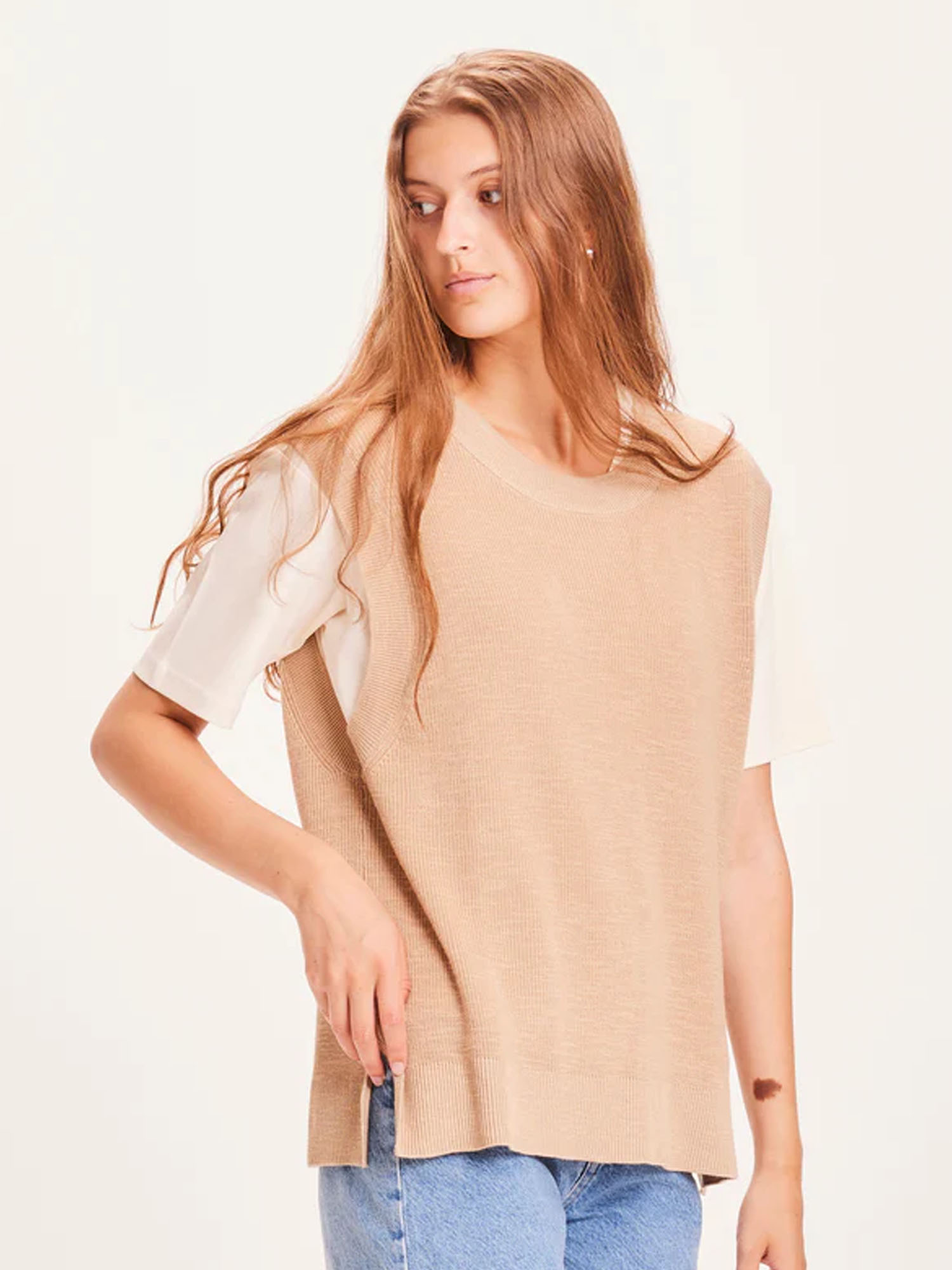 Knowledge Cotton Apparel MYRTHE Tencel Rib Structure Vest Safari M