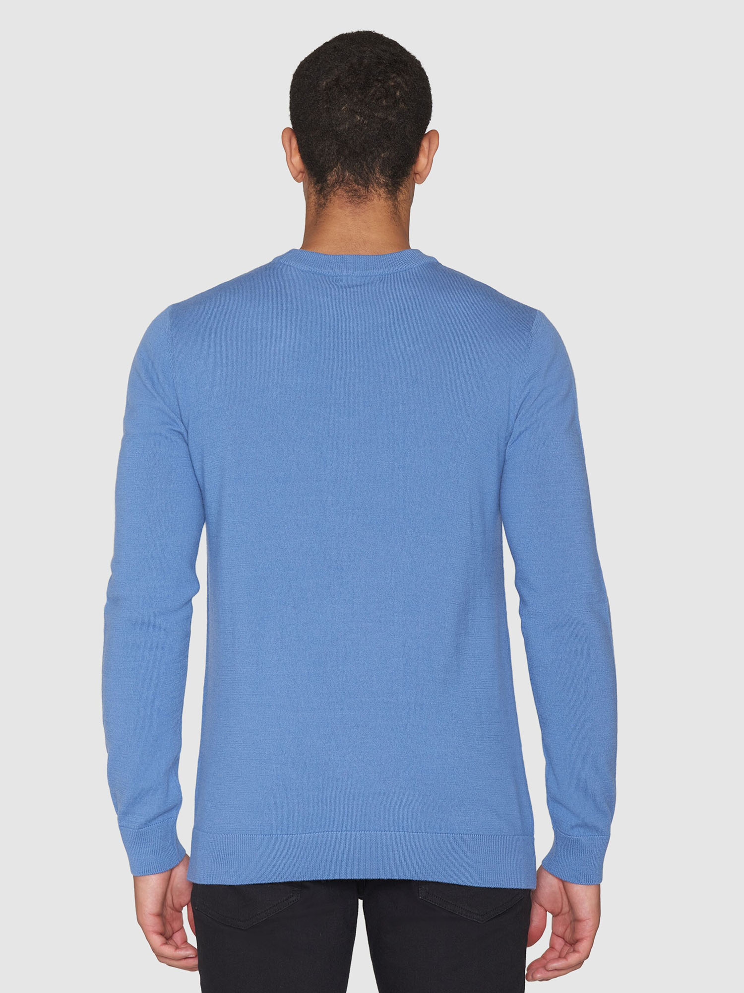 Knowledge Cotton Apparel Regular Merino Knit Crew Neck Moonlight Blue XL
