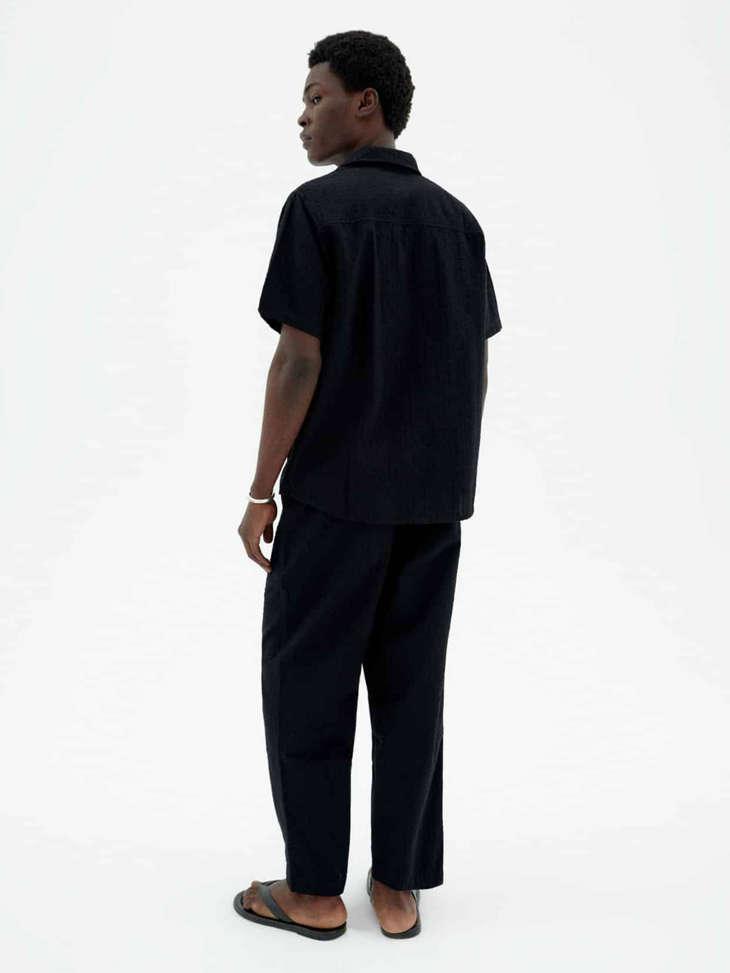 Thinking MU Tom Shirt Black Seersucker S