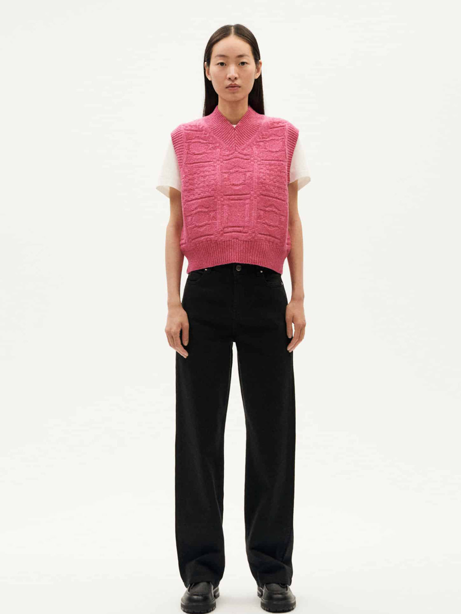 Thinking MU Links Mica Knitted Vest Pink XS