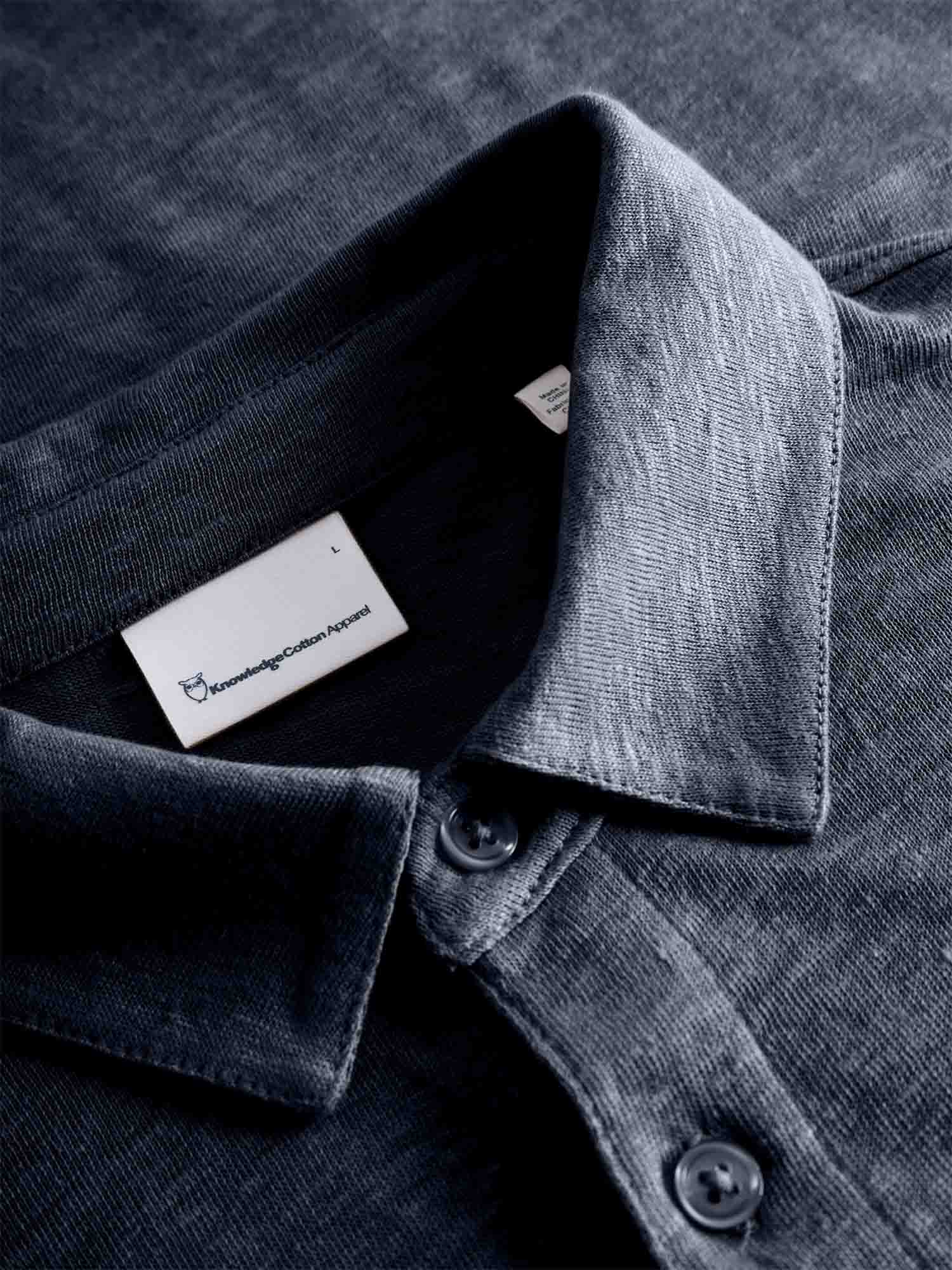 Knowledge Cotton Apparel Organic Linen Polo Total Eclipse S