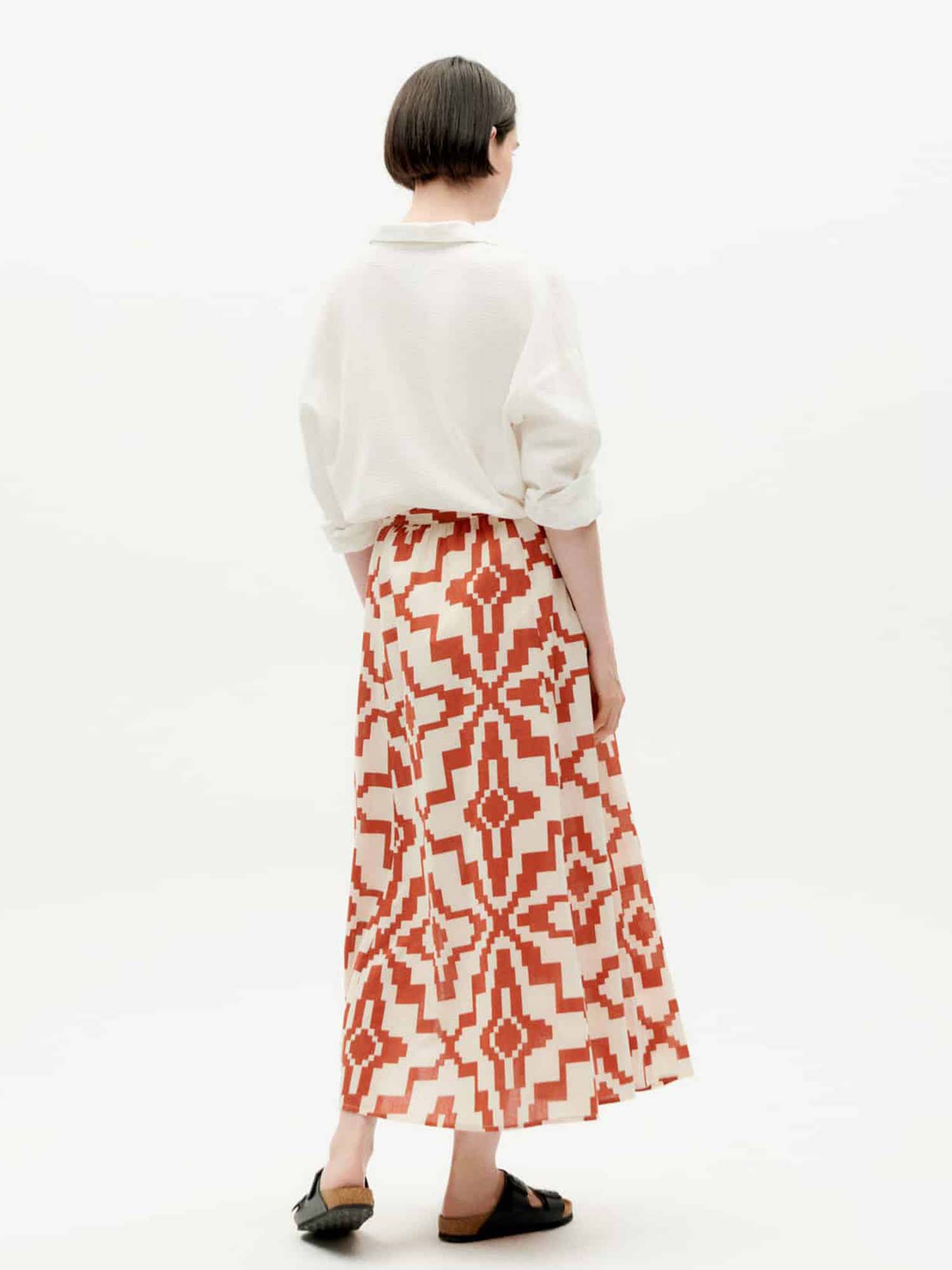 THINKING MU Tora Skirt Orange Ilusion 42