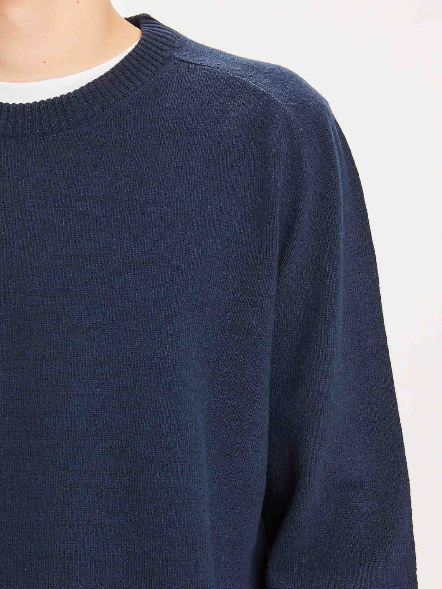 Knowledge Cotton Apparel Basic o-neck knit Total Eclipse XL