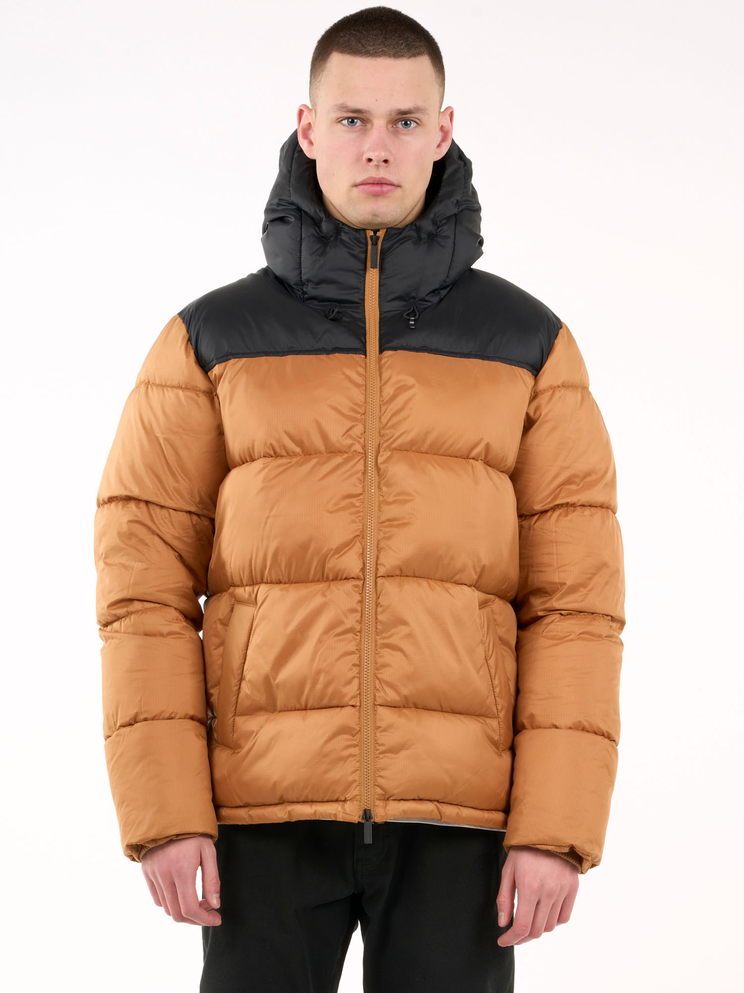Knowledge Cotton Apparel Puffer Color Blocked Jacket Brown Sugar XL