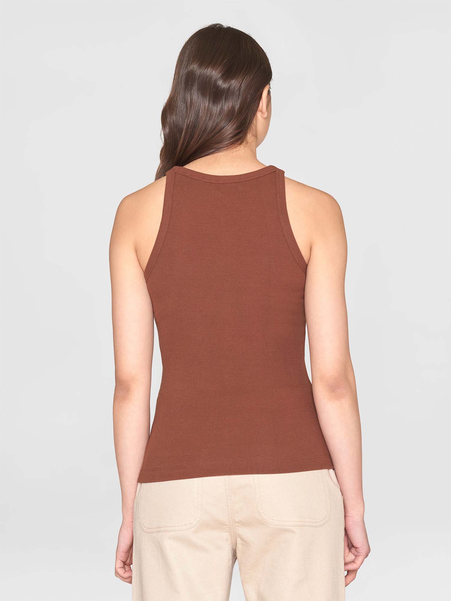 Knowledge Cotton Apparel Racer Rib Top Tiramisu L