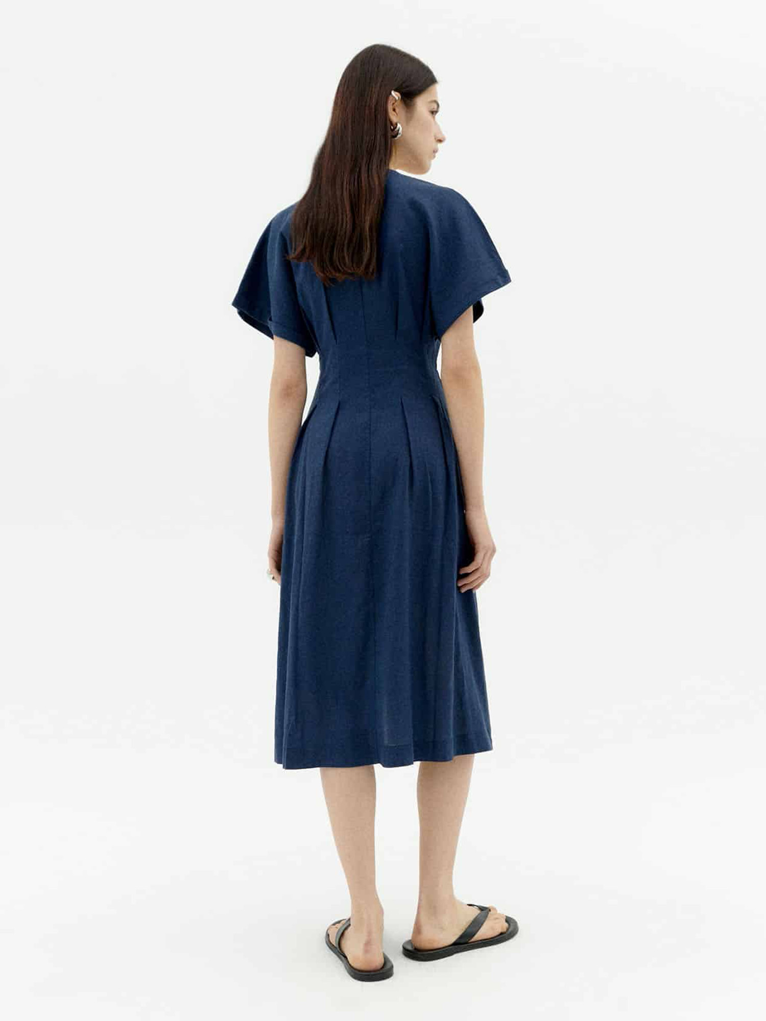 Thinking MU Hemp Laura Dress Navy M