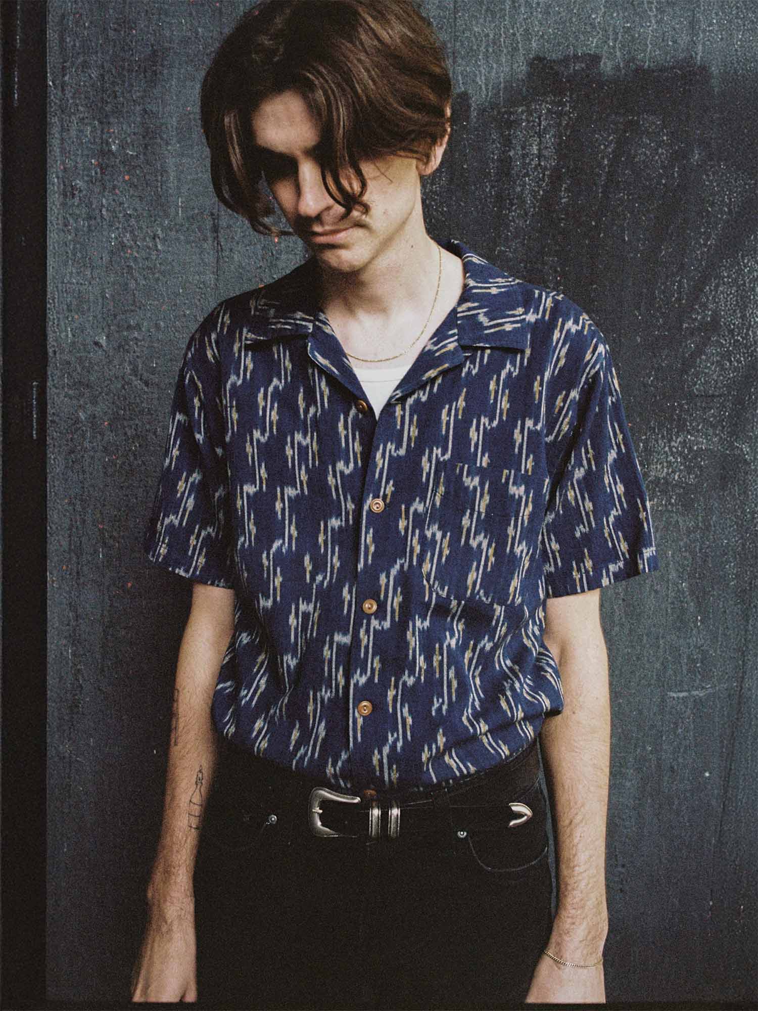 Nudie Jeans Arvid Ikat Shirt Blueberry L
