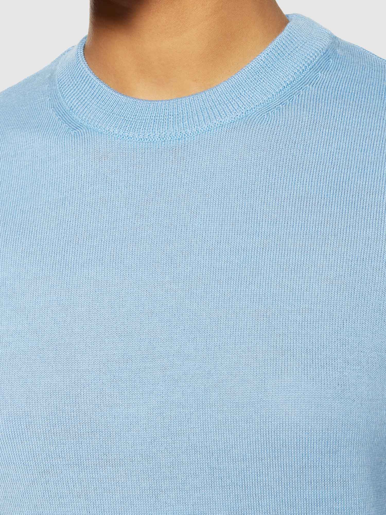 Knowledge Cotton Apparel Fine Merino Crew Neck Glacier Lake S