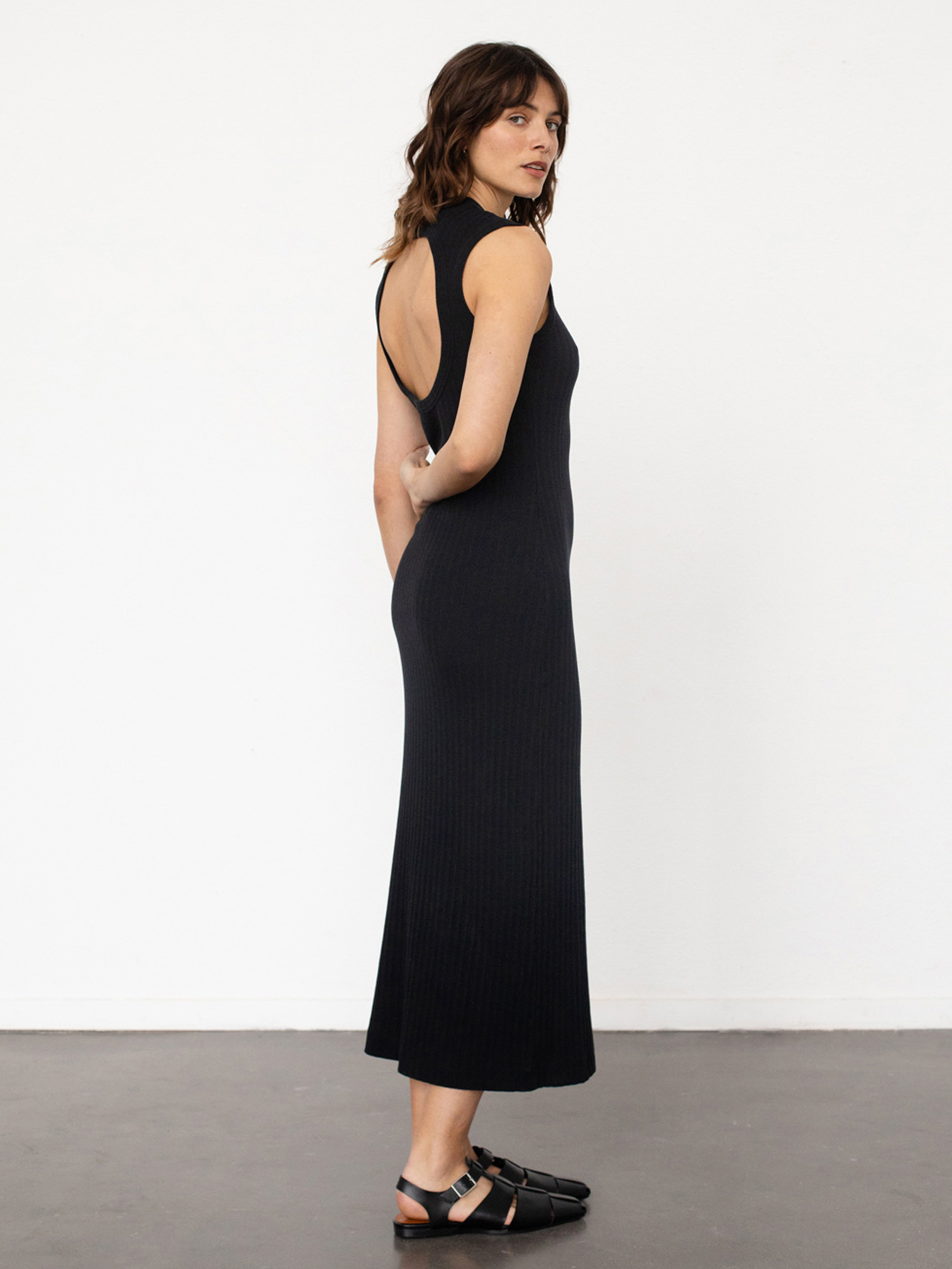 Rotholz Open Back Dress True Black S