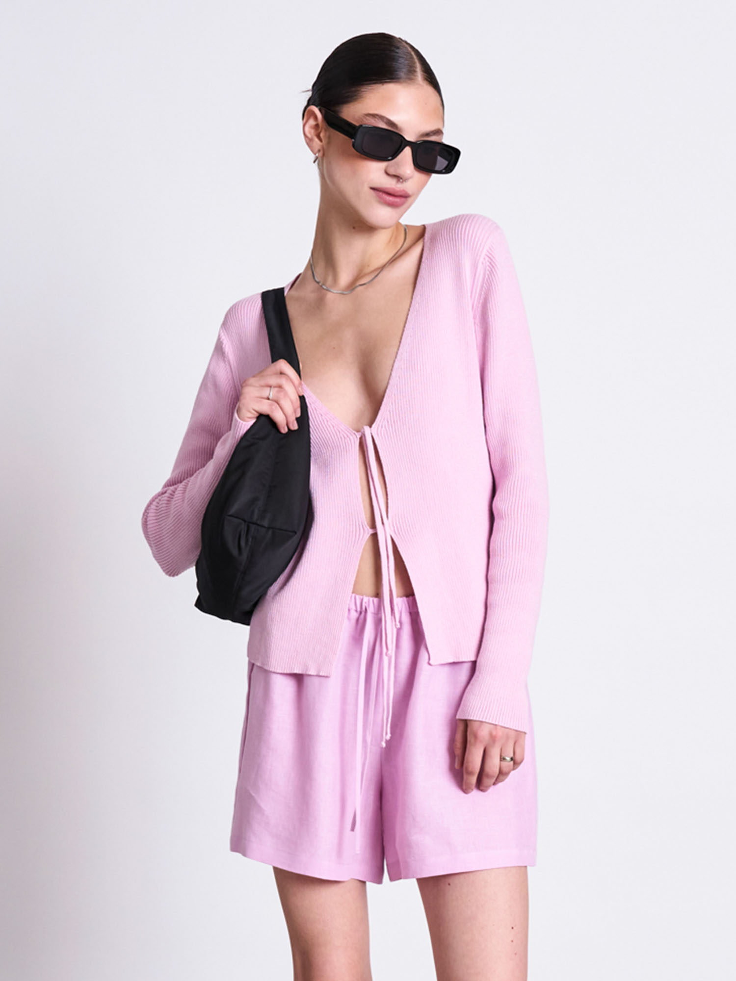 JAN 'N JUNE Tie Cardigan Tangy Light Orchid S