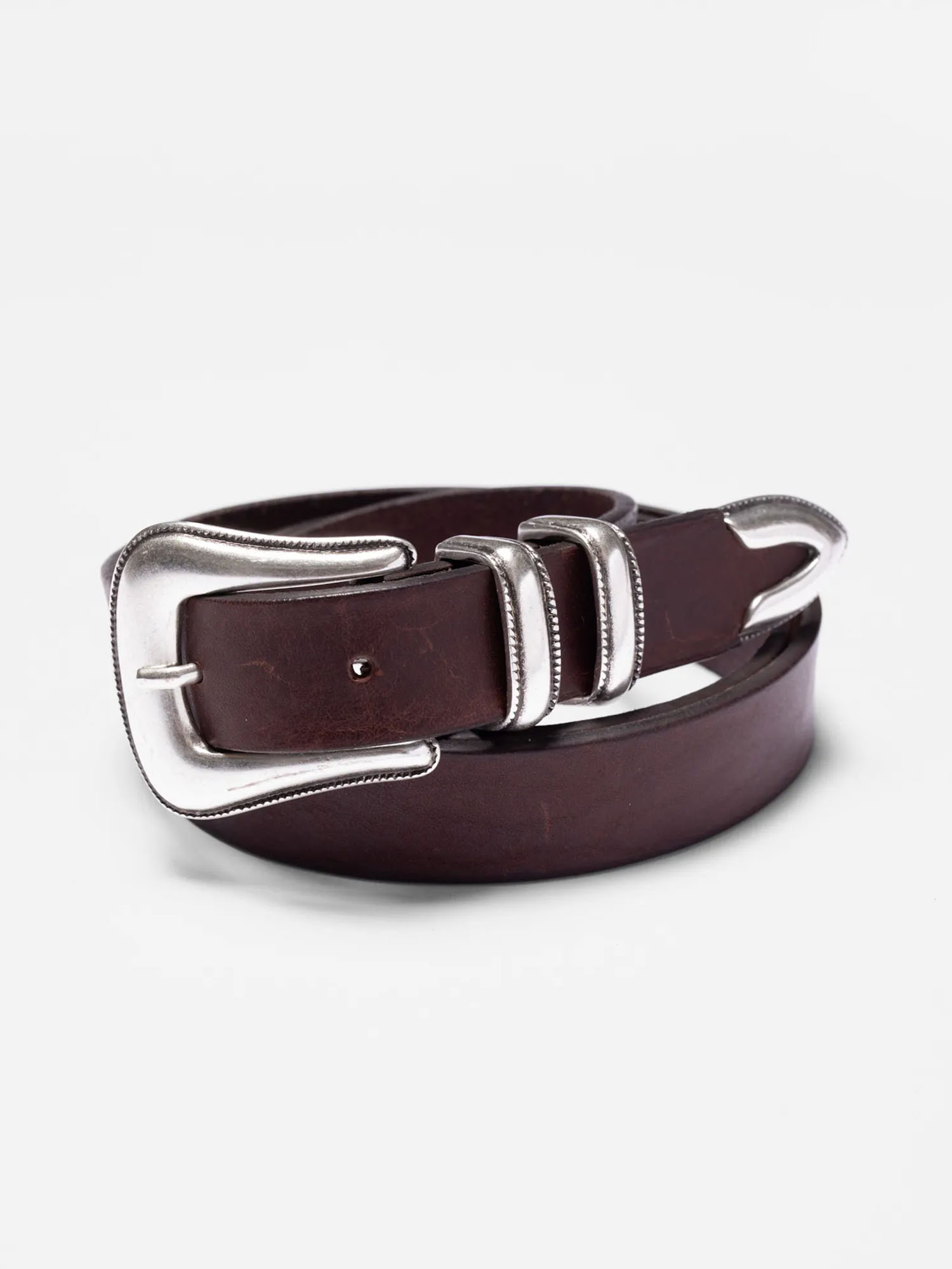 Nudie Jeans Western Silver Belt Dark Brown 80