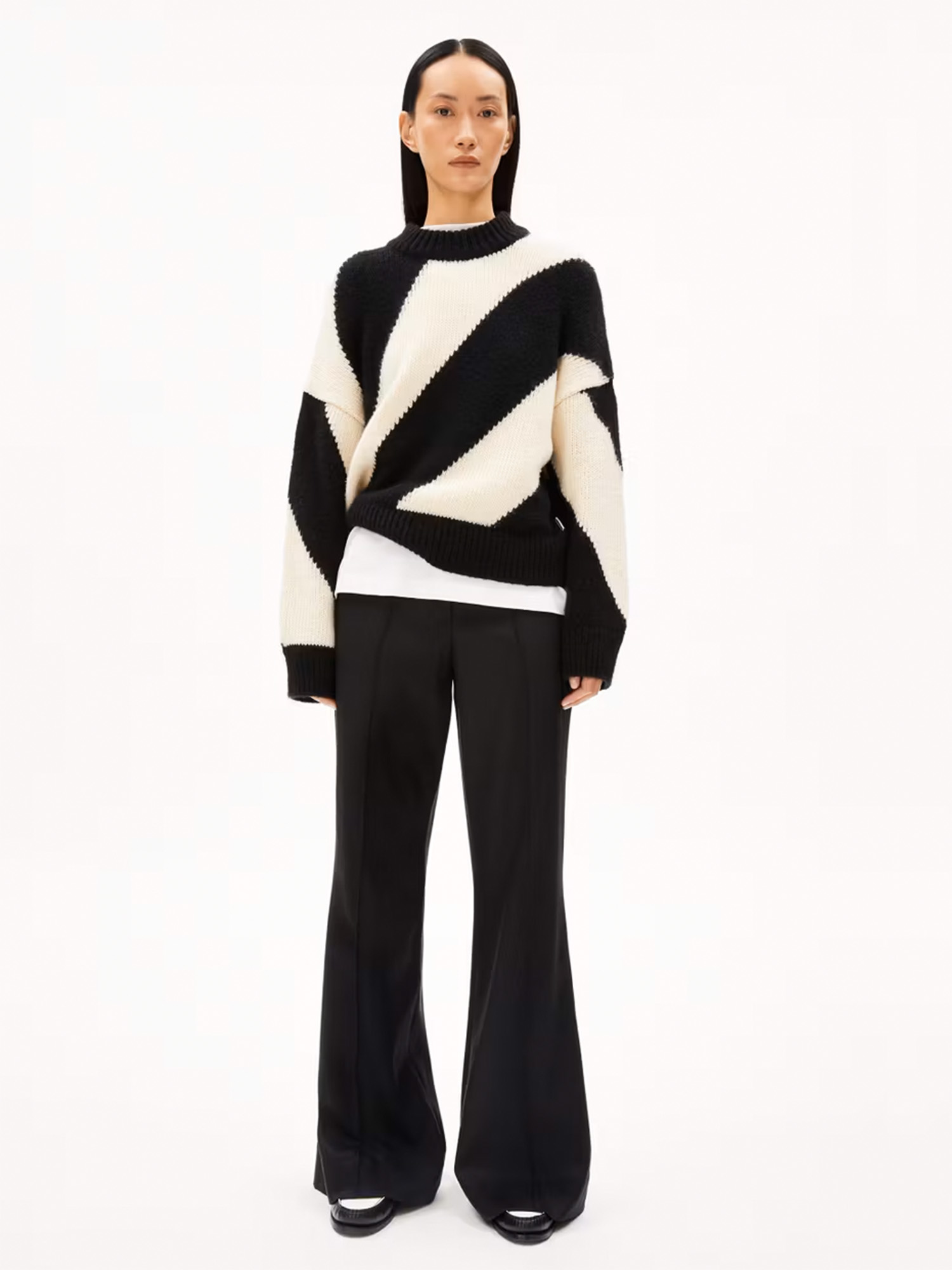 ARMEDANGELS Sadnaa Stripes Oatmilk Black M