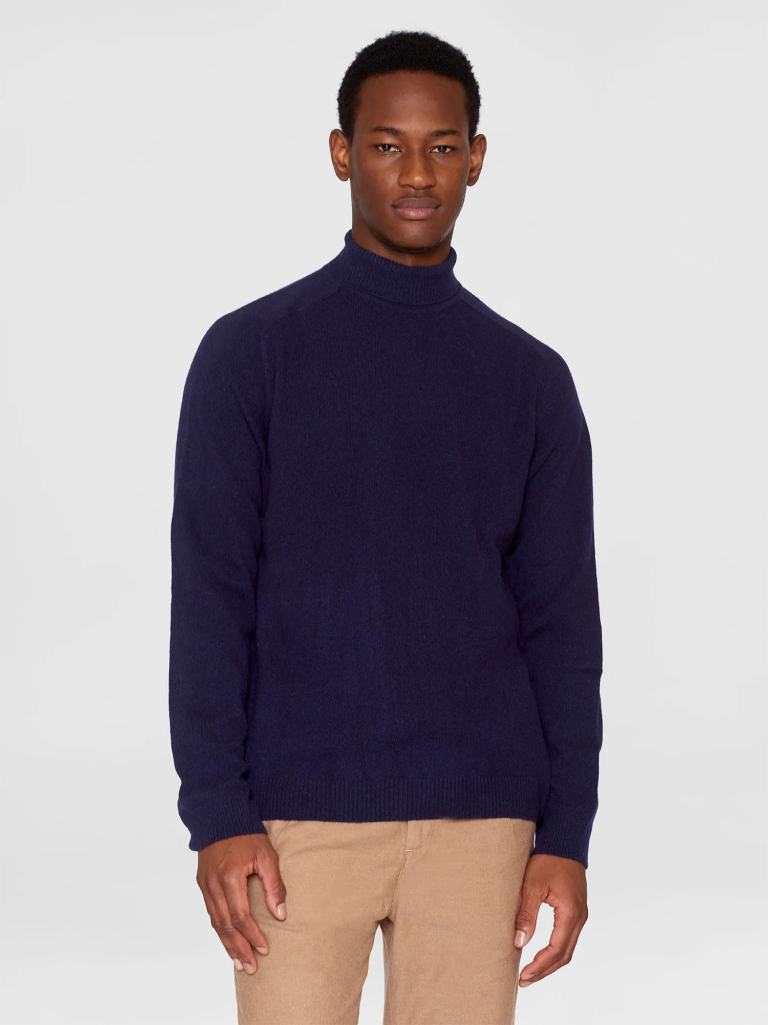 Knowledge Cotton Apparel Forrest Roll Neck Merino Wool Knit Total Eclipse S