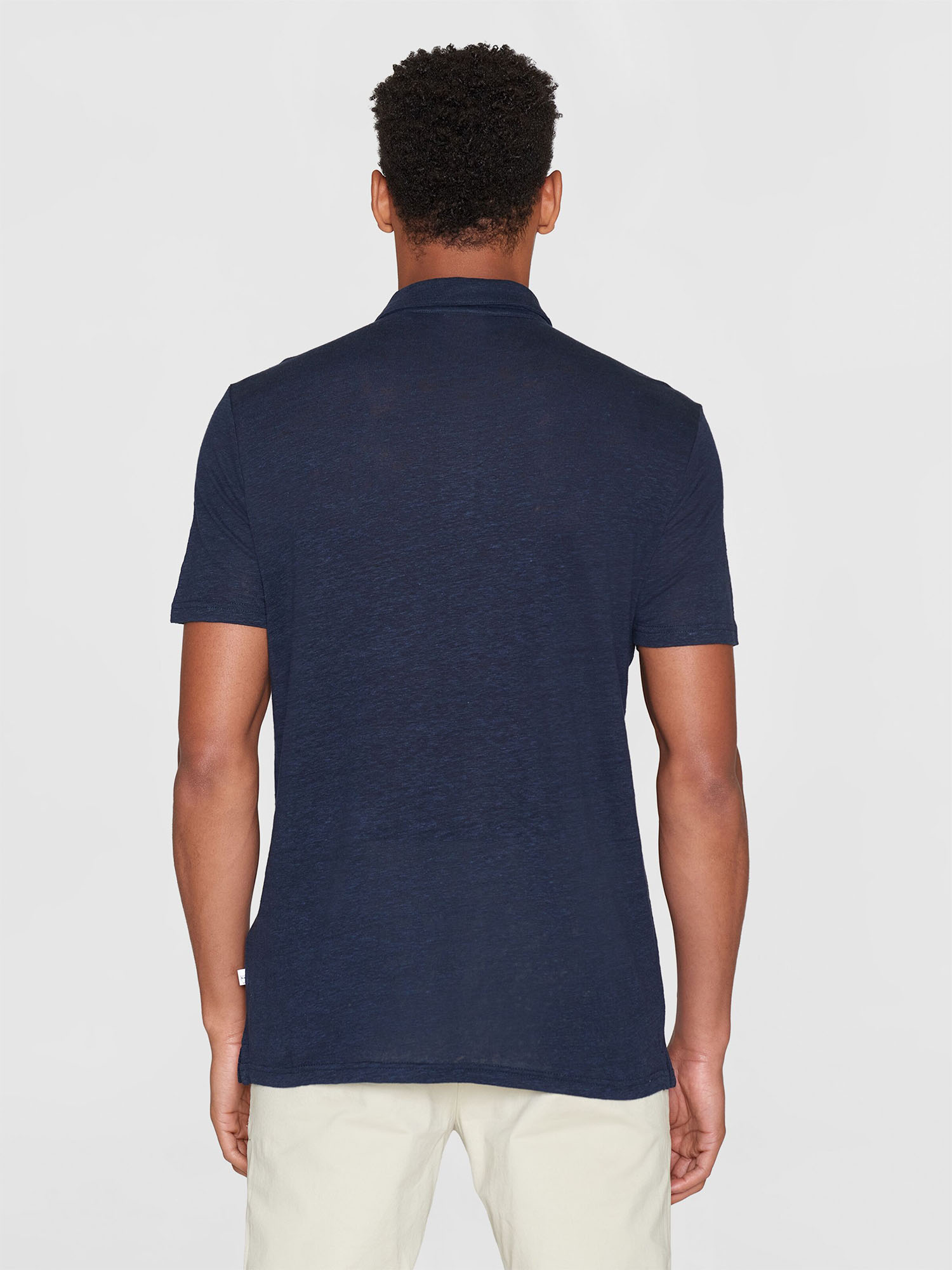 Knowledge Cotton Apparel Organic Linen Polo Total Eclipse S
