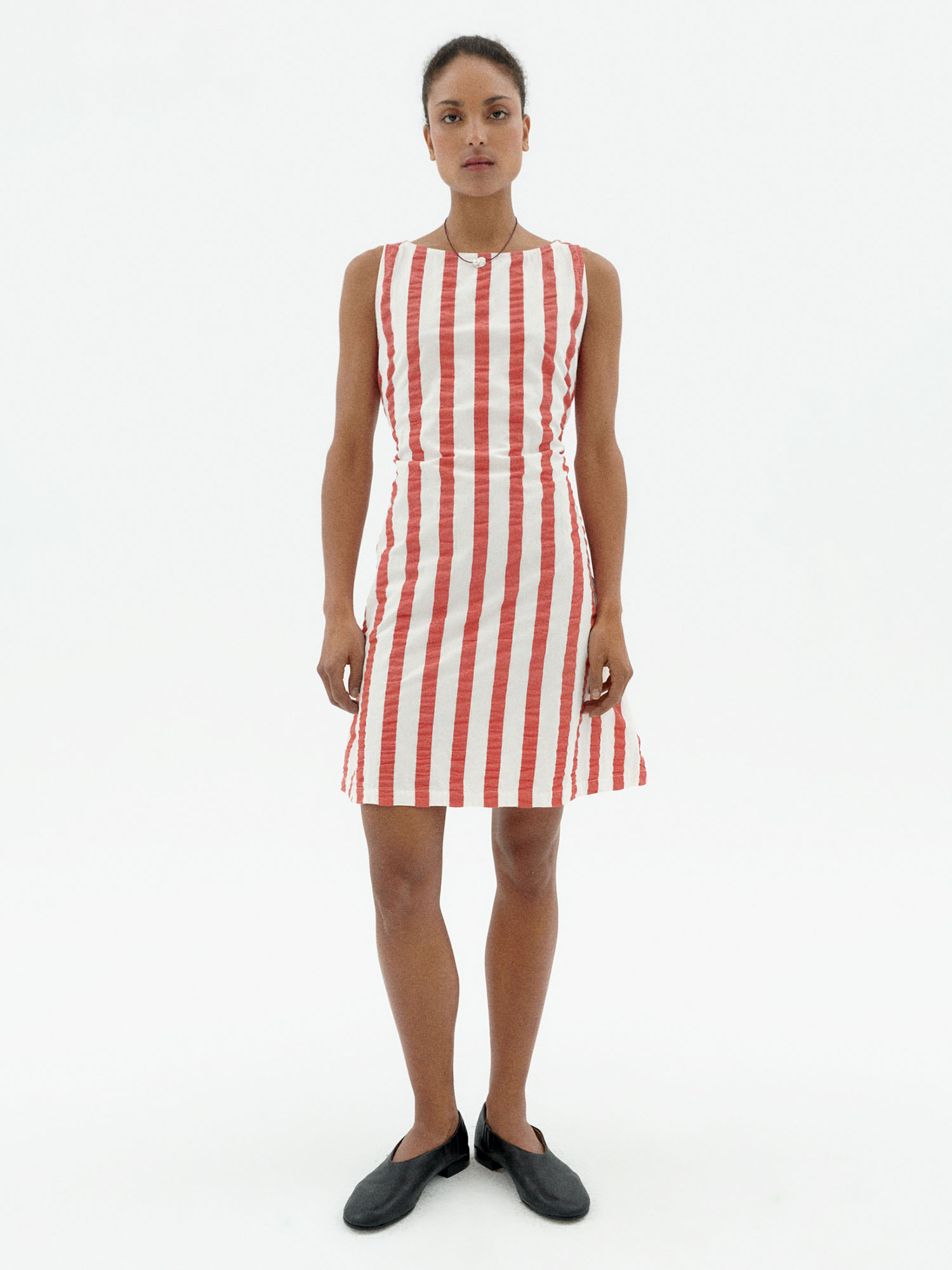 Thinking MU Cecile Dress Red Maxi Stripes M
