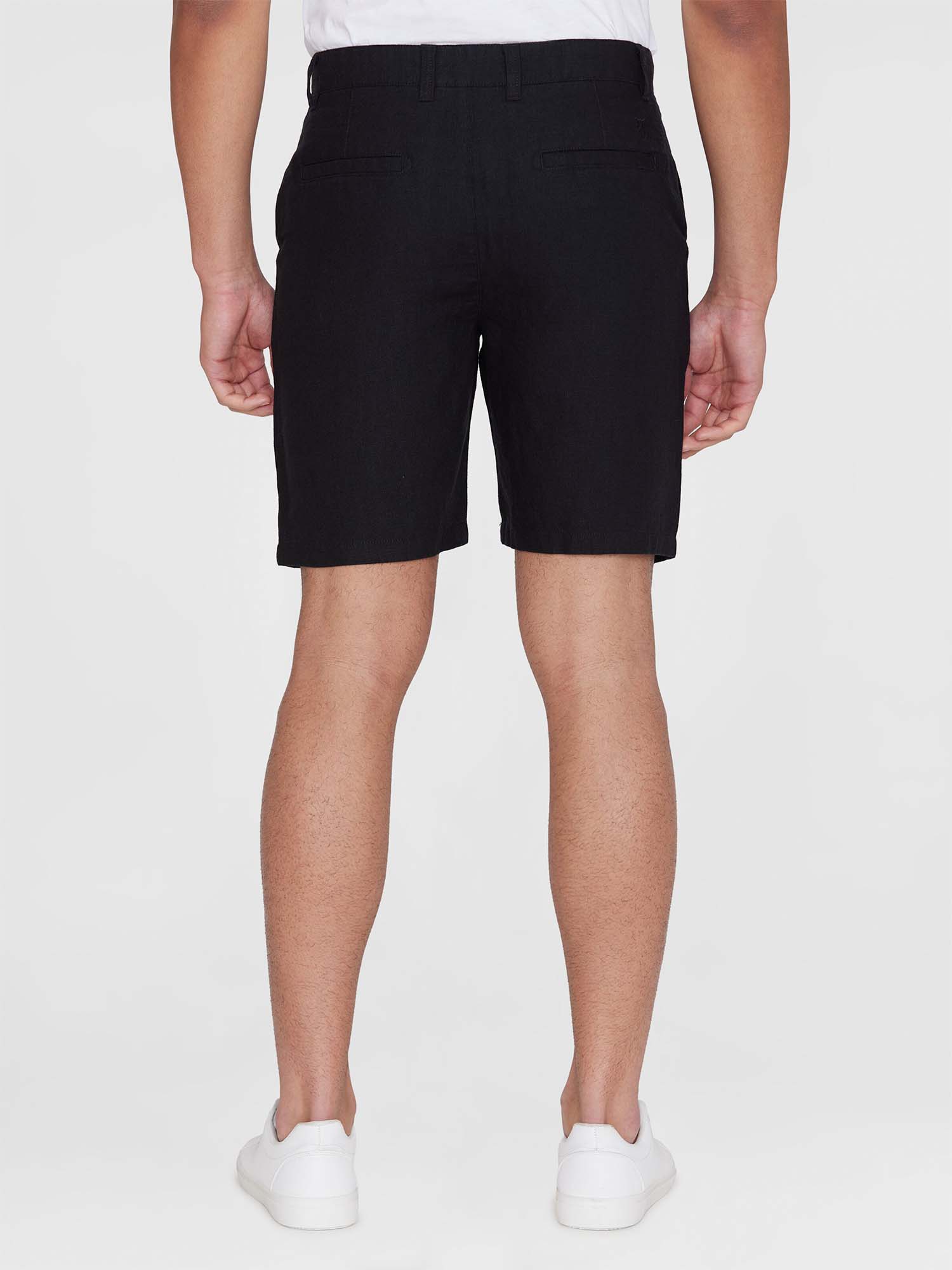 Knowledge Cotton Apparel CHUCK Regular Linen Shorts Black Jet 36