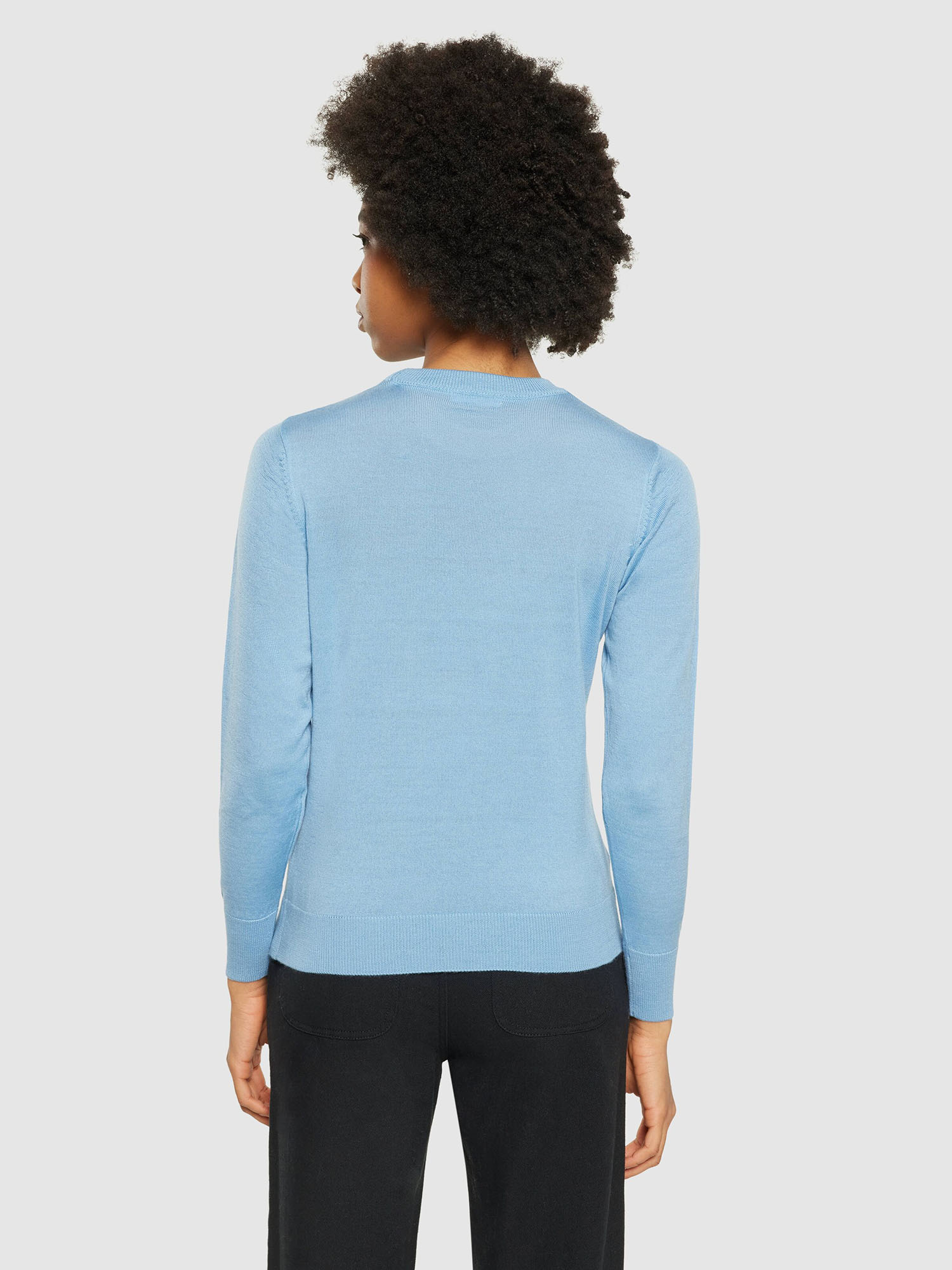 Knowledge Cotton Apparel Fine Merino Crew Neck Glacier Lake S