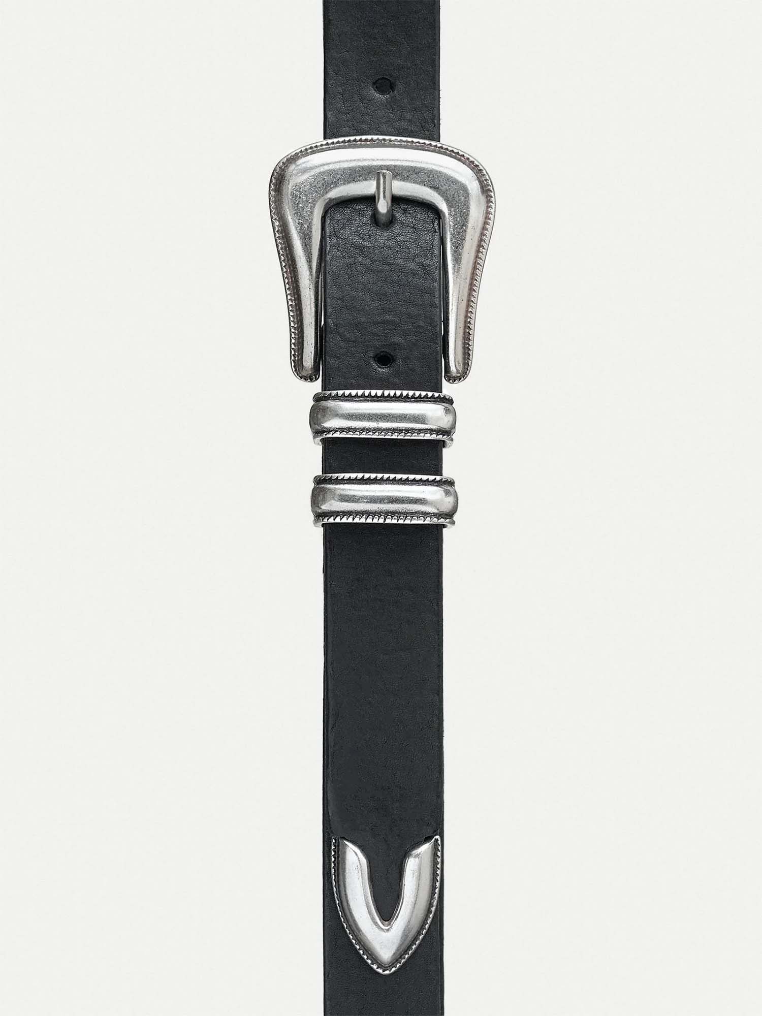Nudie Jeans Western Silver Belt Black 100