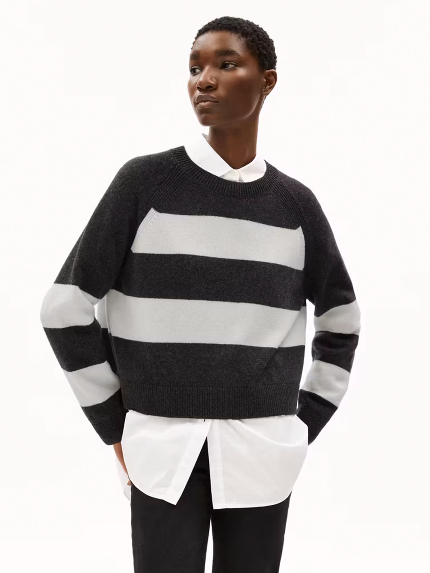 ARMEDANGELS Diliriaa Stripes Steel Melange Oatmilk XS
