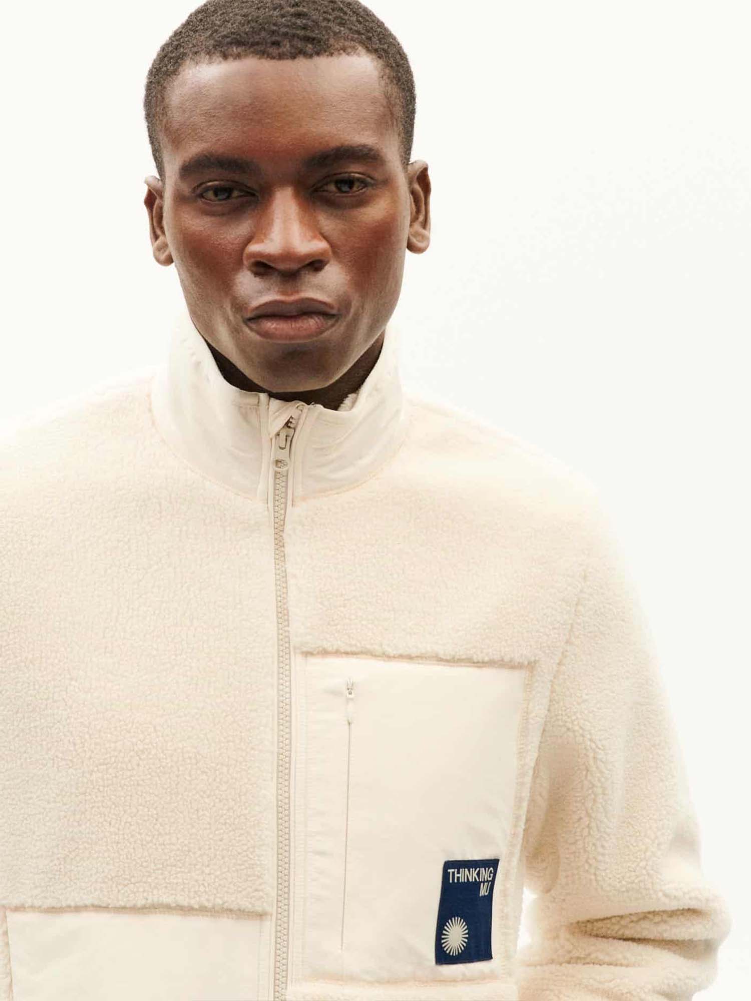 Thinking MU Mitchel Ecru Fleece Sweatshirt Ivory L