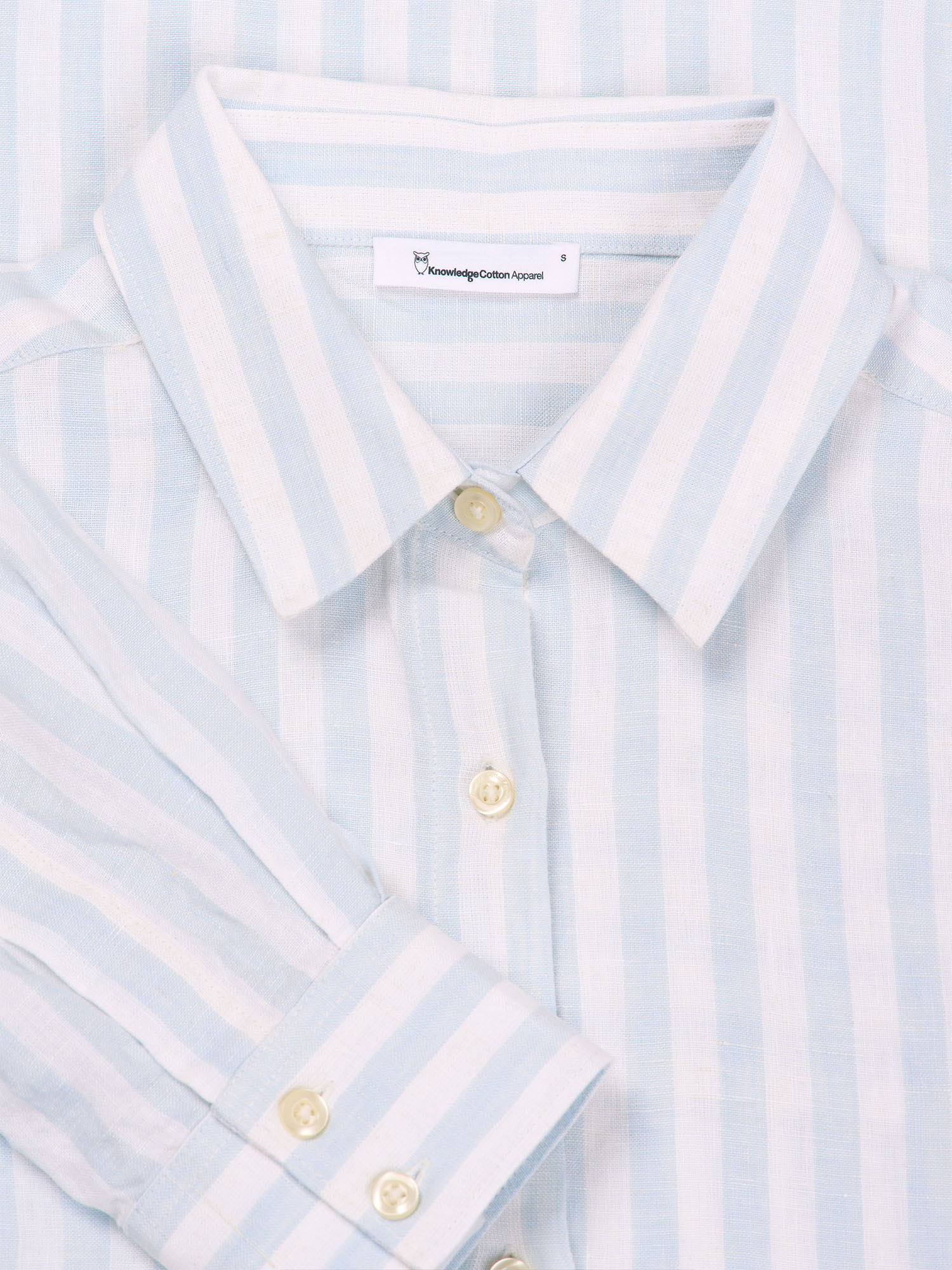 Knowledge Cotton Apparel Linen Striped Loose A-Shape Shirt Stripe M