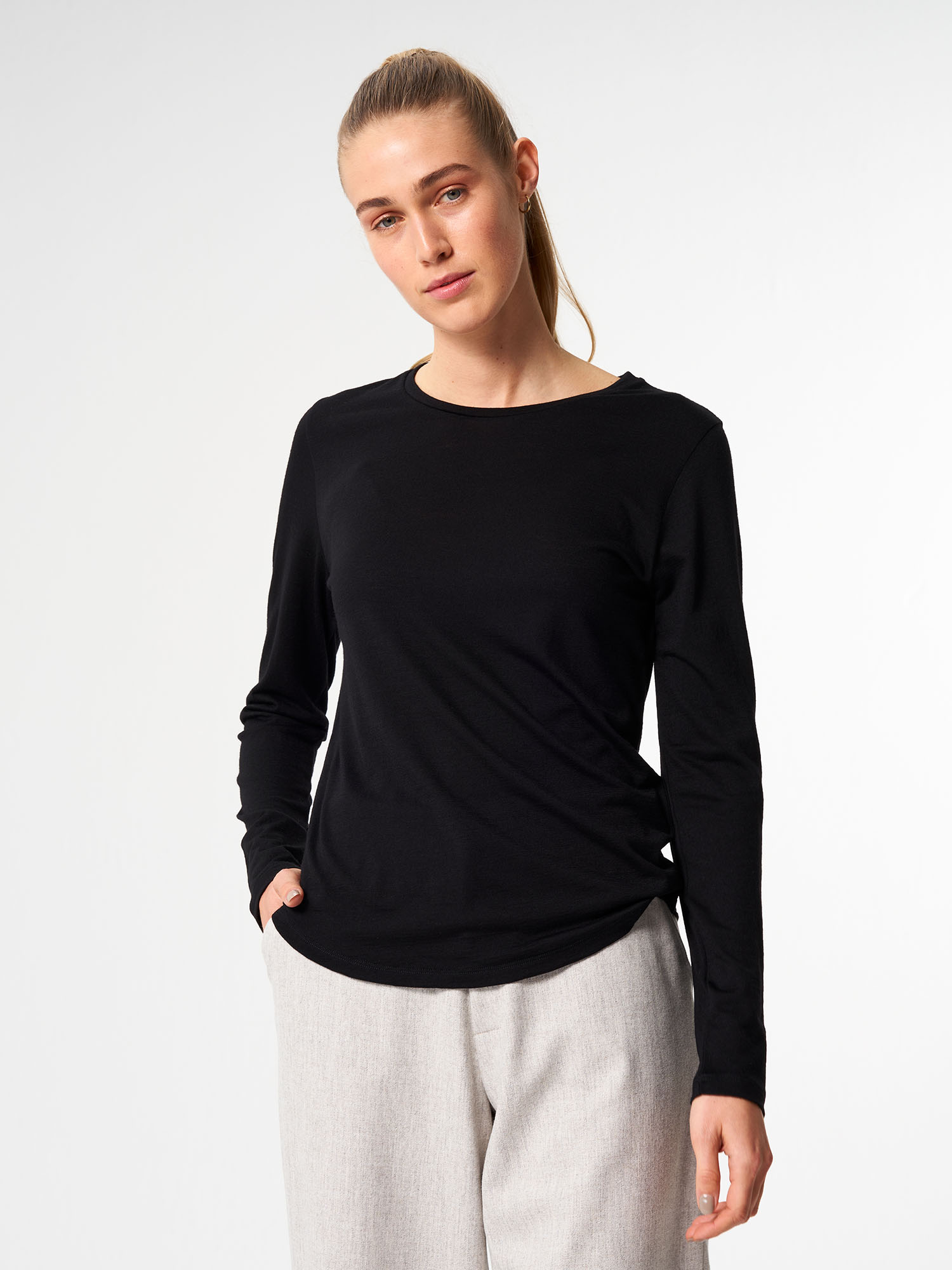 PinqPonq Longsleeve Merino w Sheep Black S
